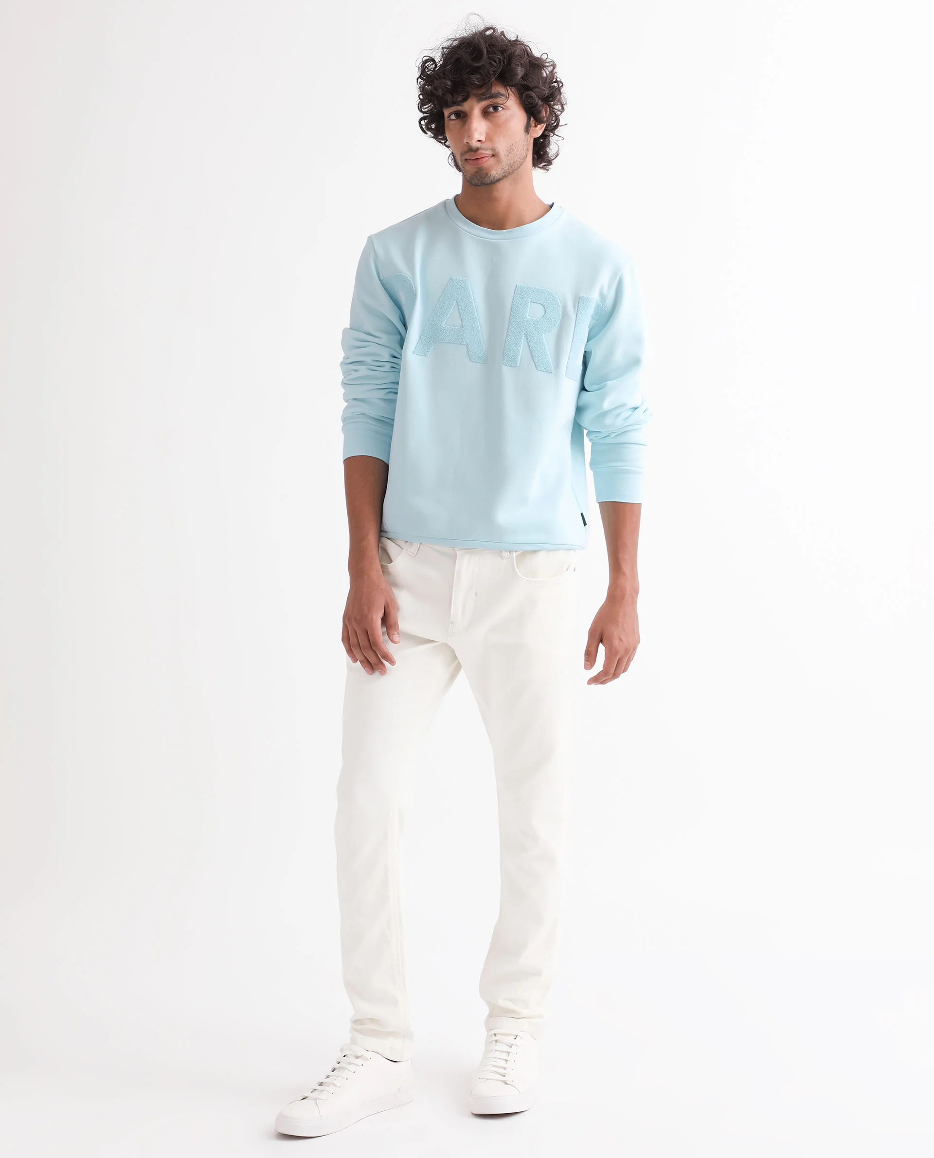 Rare Rabbit Men's Tisot Turq Embroidered Regular Fit Full Sleeve Crew Neck Sweatshirt - Image 8