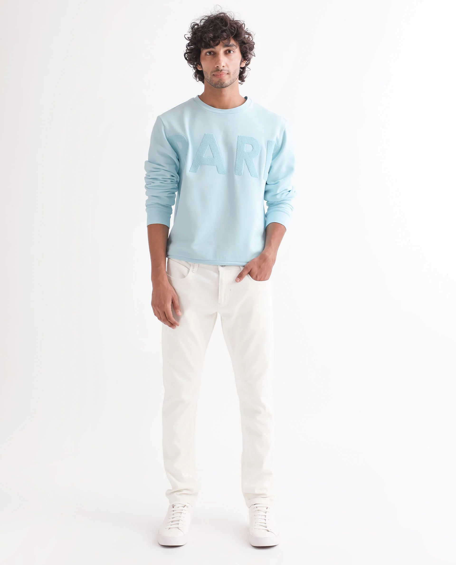 Rare Rabbit Men's Tisot Turq Embroidered Regular Fit Full Sleeve Crew Neck Sweatshirt - Image 9