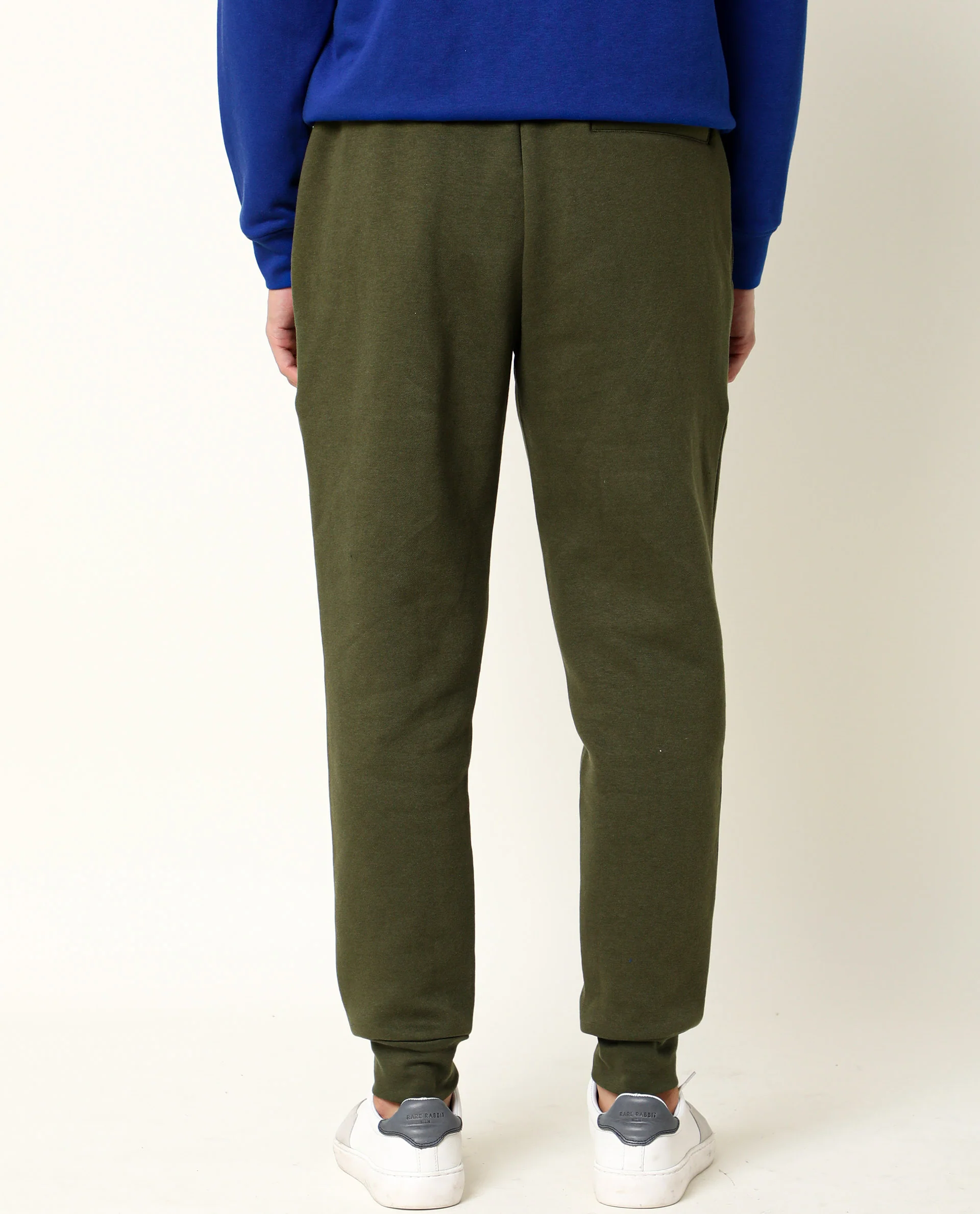 Rare Rabbit Men's Titan Green Cotton Plain Regular Fit Joggers - Image 5