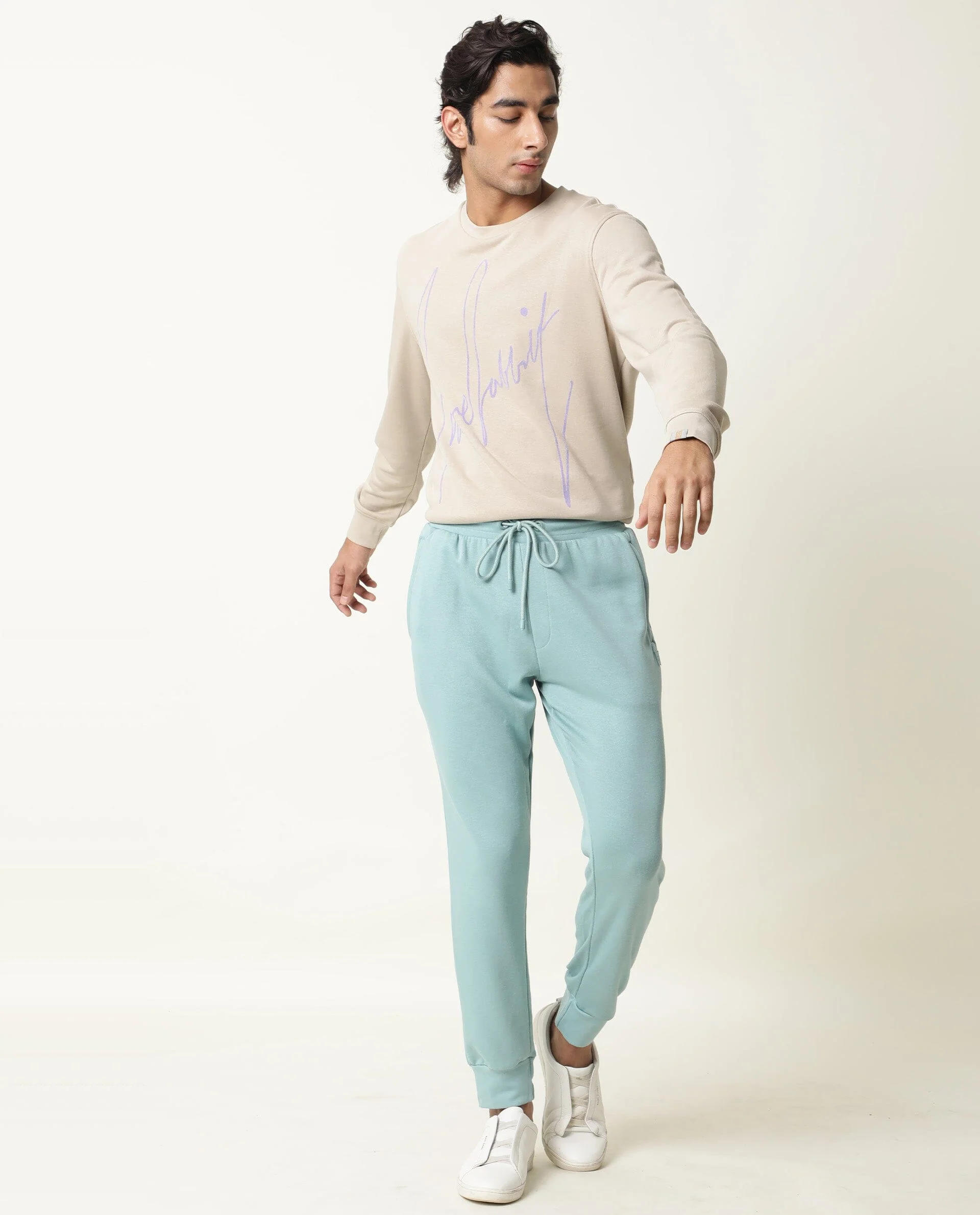 Rare Rabbit Men's Titan Turq Plain Joggers - Image 2
