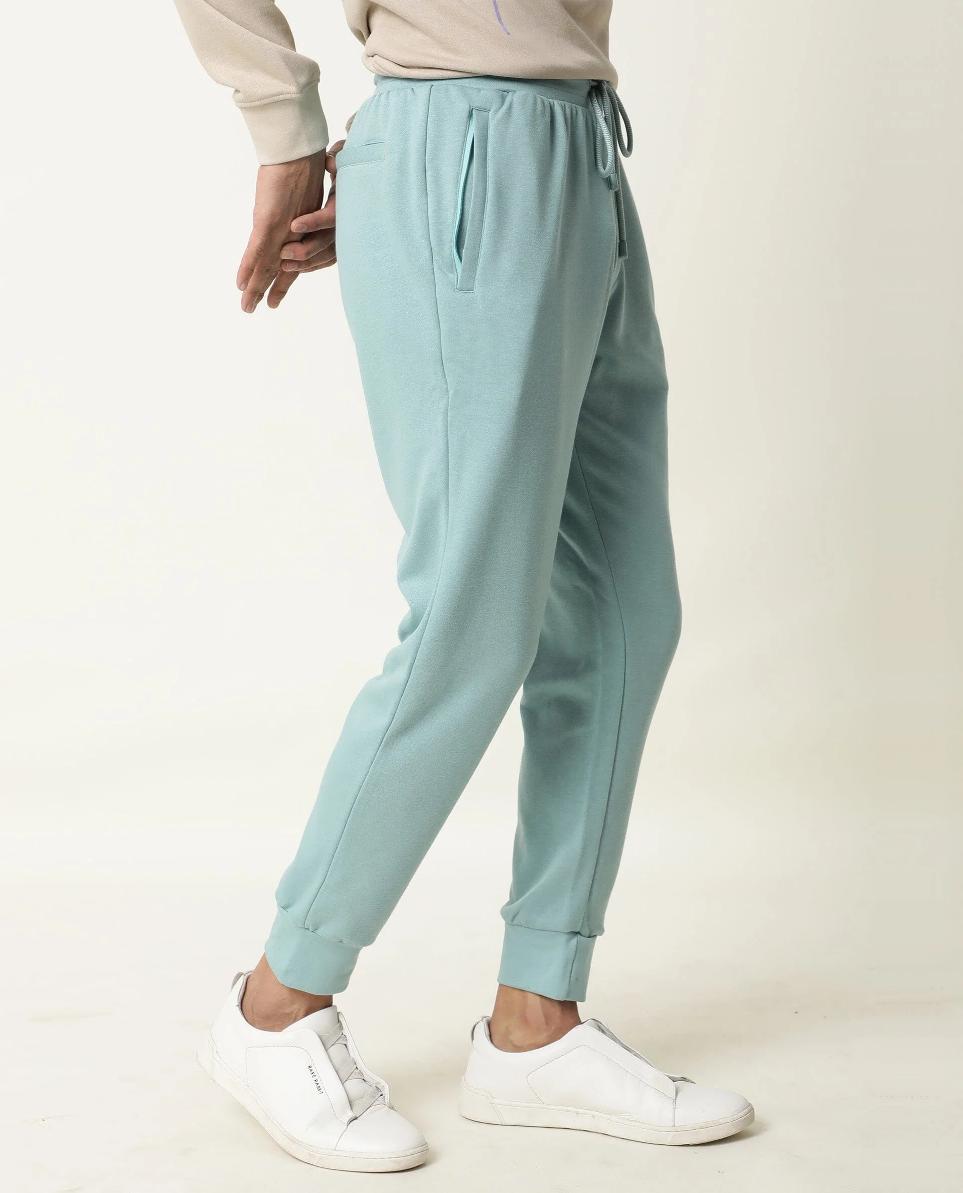 Rare Rabbit Men's Titan Turq Plain Joggers - Image 6