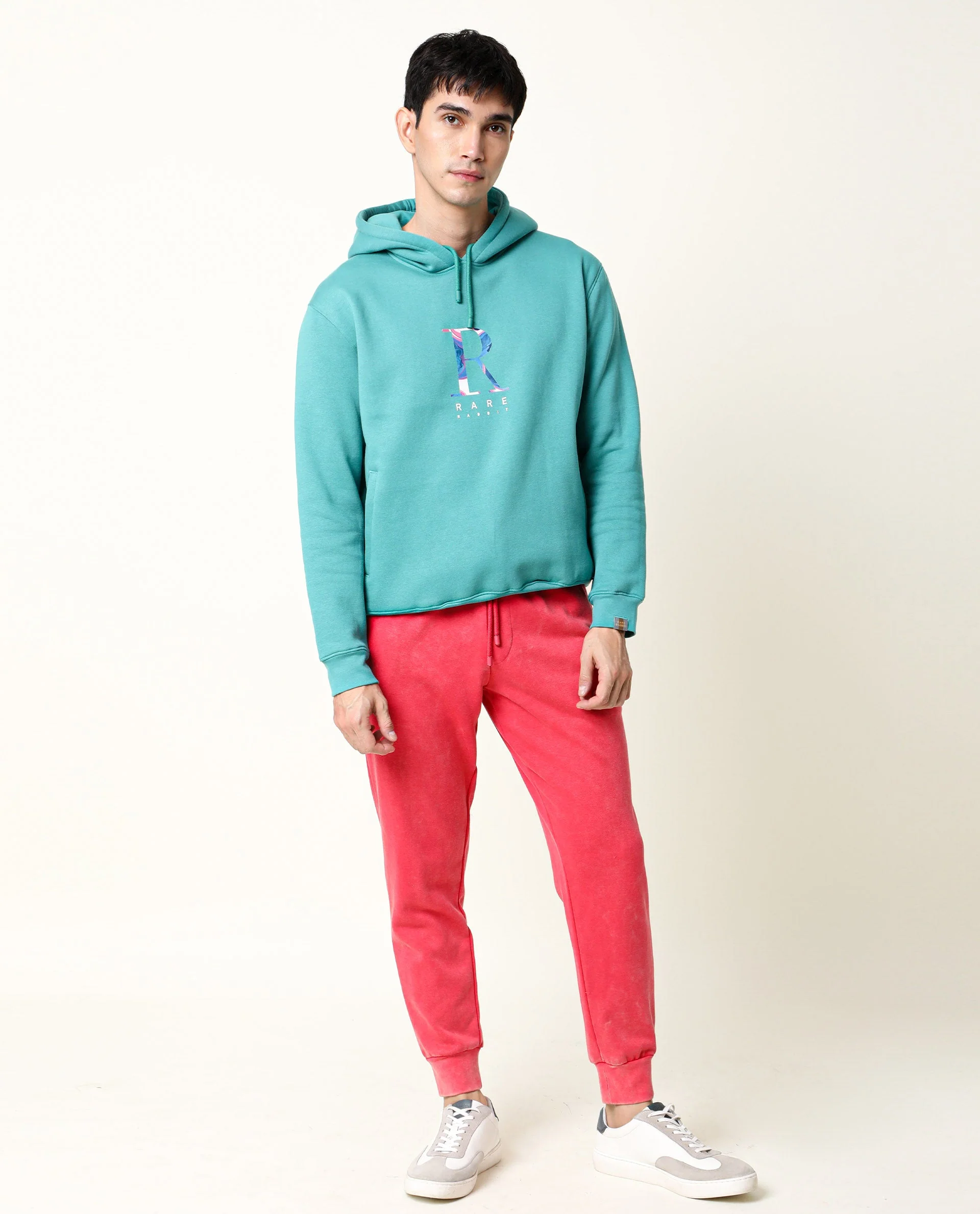 Rare Rabbit Men's Titan Red Cotton Plain Regular Fit Joggers - Image 2