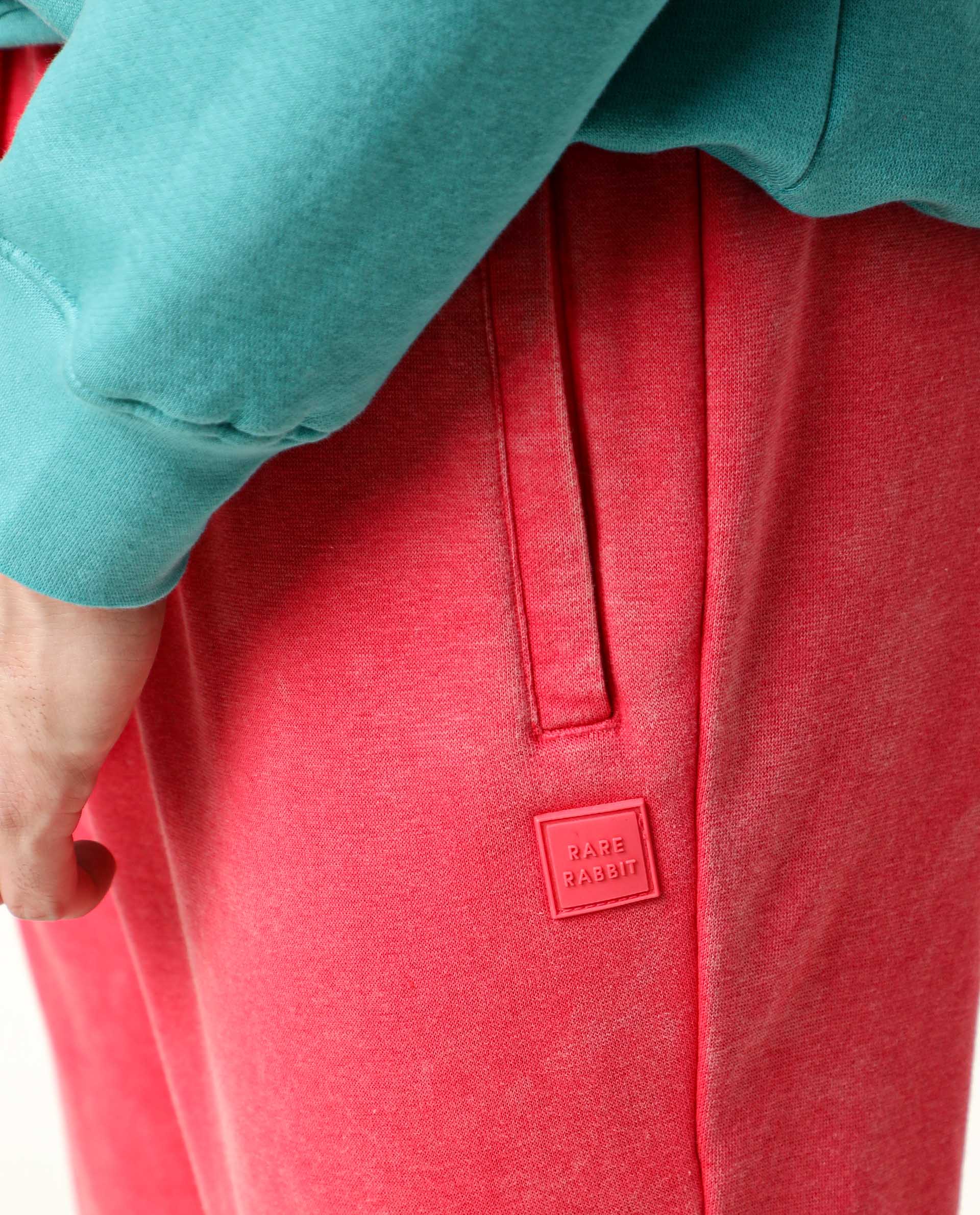 Rare Rabbit Men's Titan Red Cotton Plain Regular Fit Joggers - Image 4
