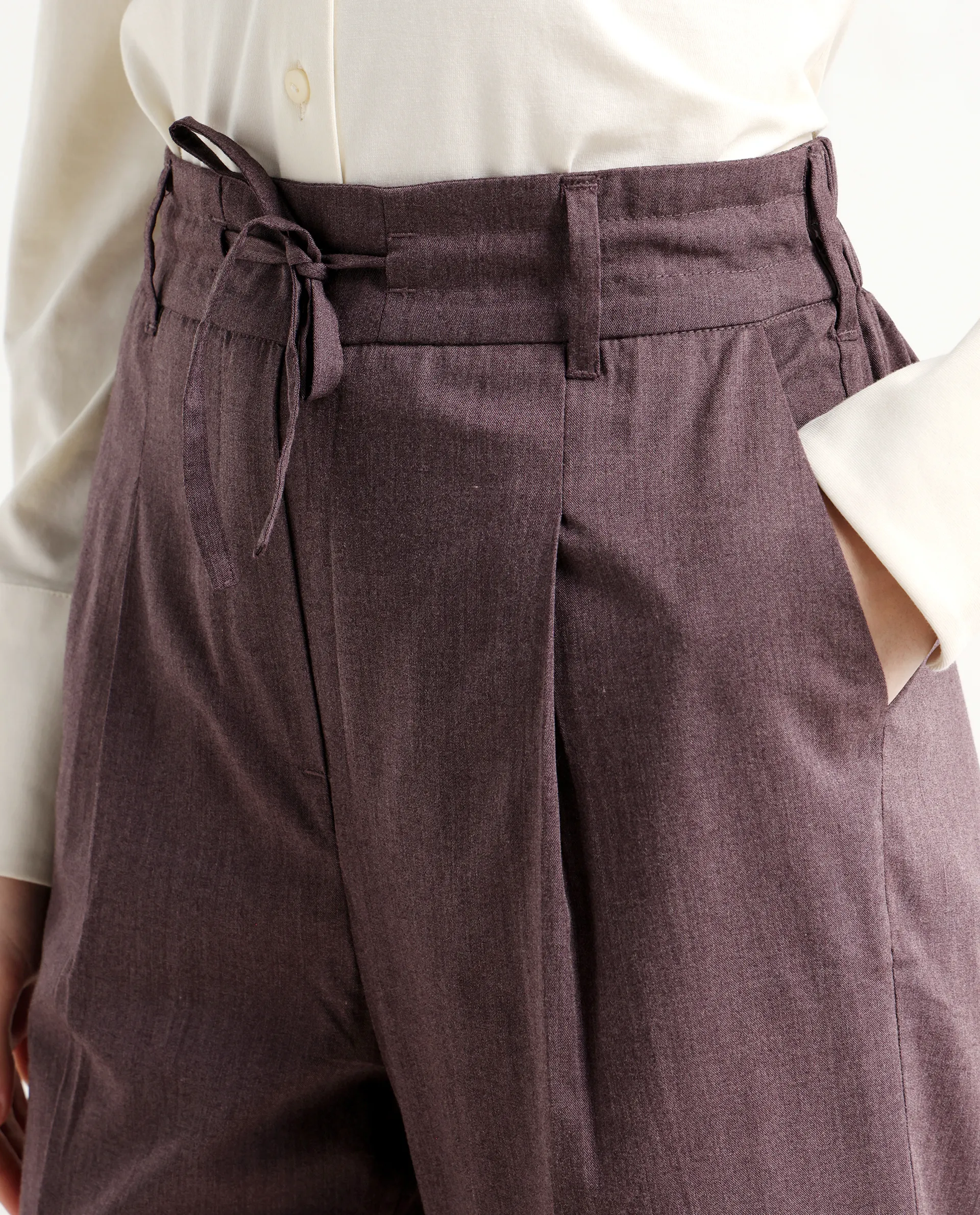 Rareism Women's Tiza Brown Polyester Blend Plain Ankle Length Straight Fit Trouser - Image 4
