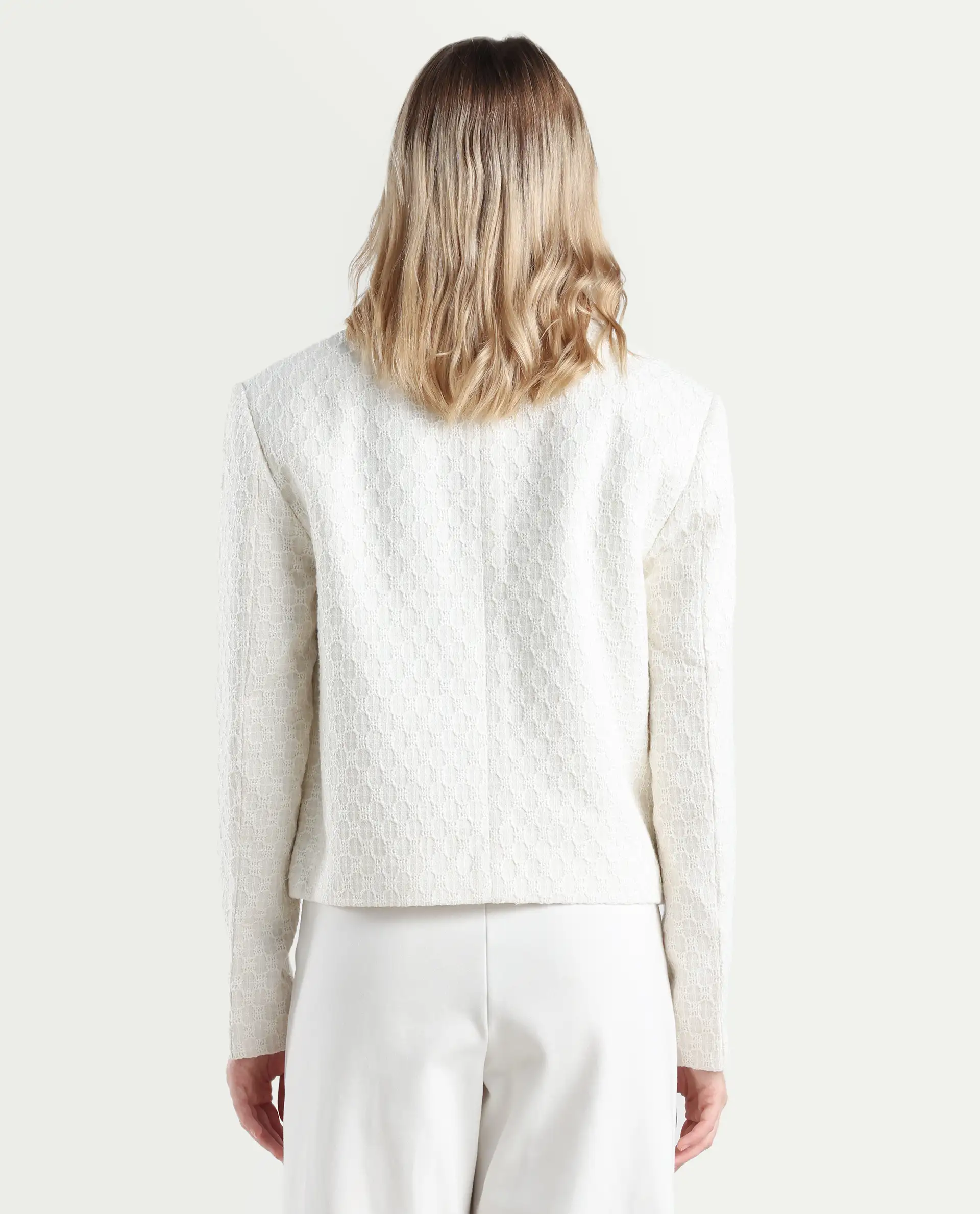Rareism Women's Tizol-W Off White Polyester Blend Spread Collar Regular Fit Jacket - Image 7