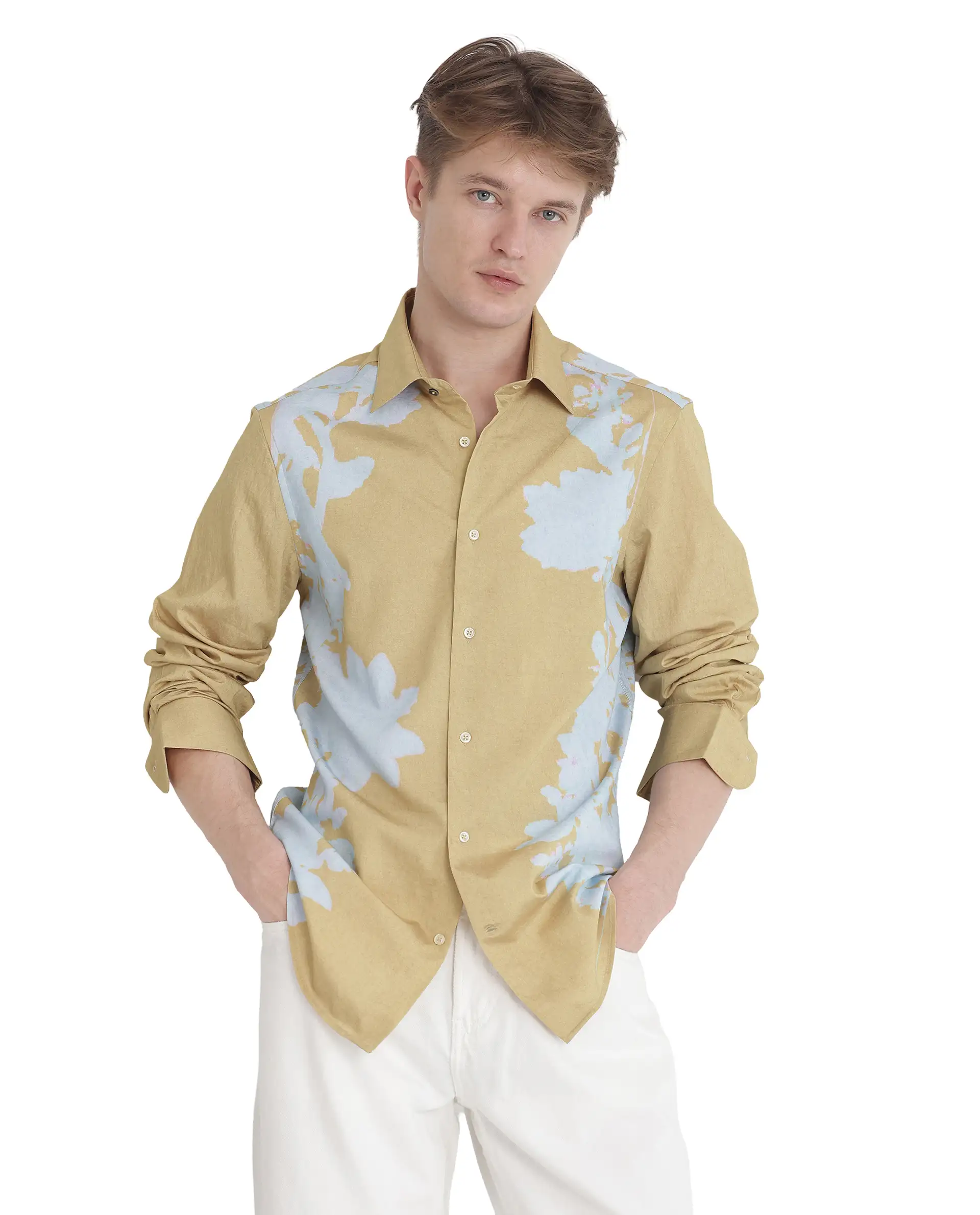 Rare Rabbit Men's Tobo Dusky Green Viscose Blend Floral Print Regular Fit Full Sleeve Collared Shirt - Image 2