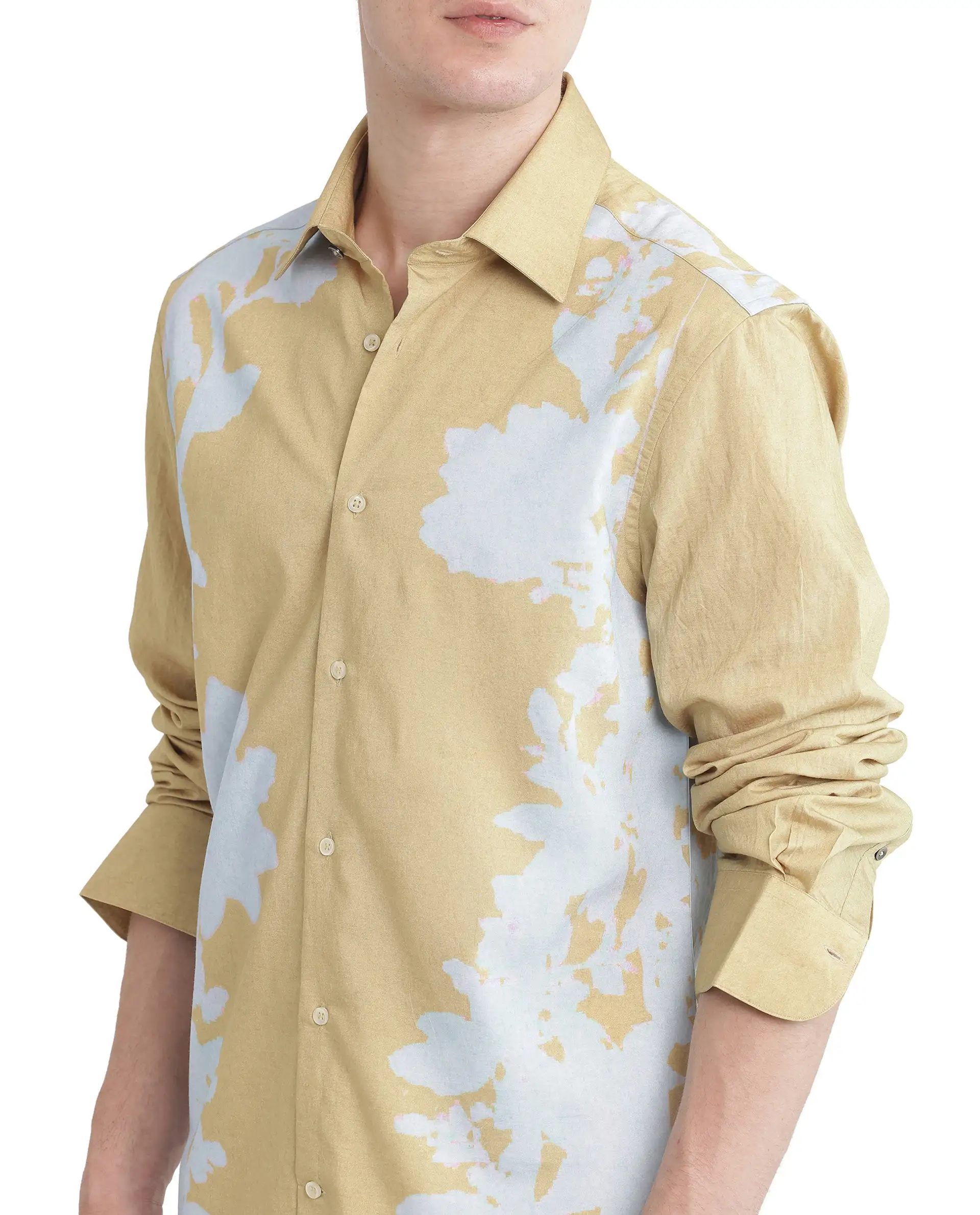 Rare Rabbit Men's Tobo Dusky Green Viscose Blend Floral Print Regular Fit Full Sleeve Collared Shirt - Image 4
