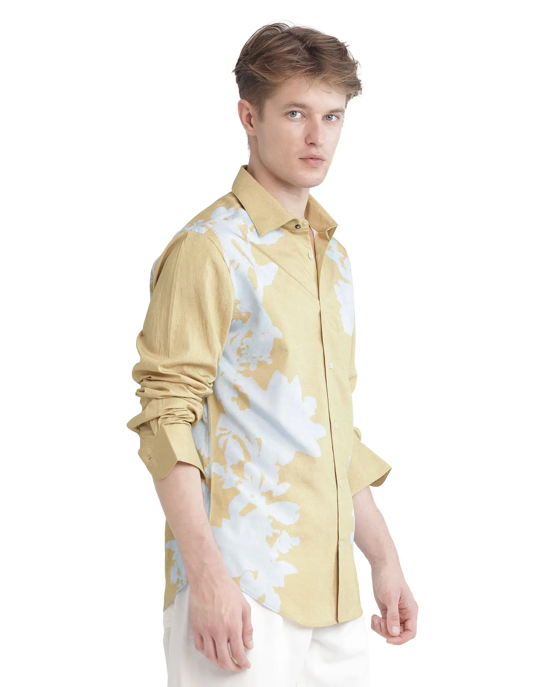 Rare Rabbit Men's Tobo Dusky Green Viscose Blend Floral Print Regular Fit Full Sleeve Collared Shirt - Image 6