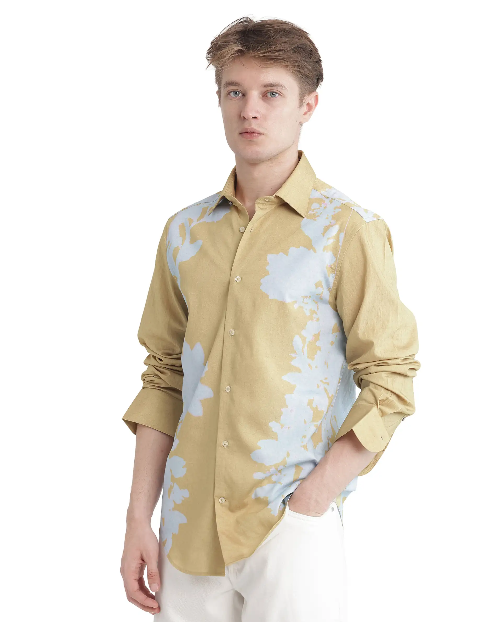 Rare Rabbit Men's Tobo Dusky Green Viscose Blend Floral Print Regular Fit Full Sleeve Collared Shirt - Image 7