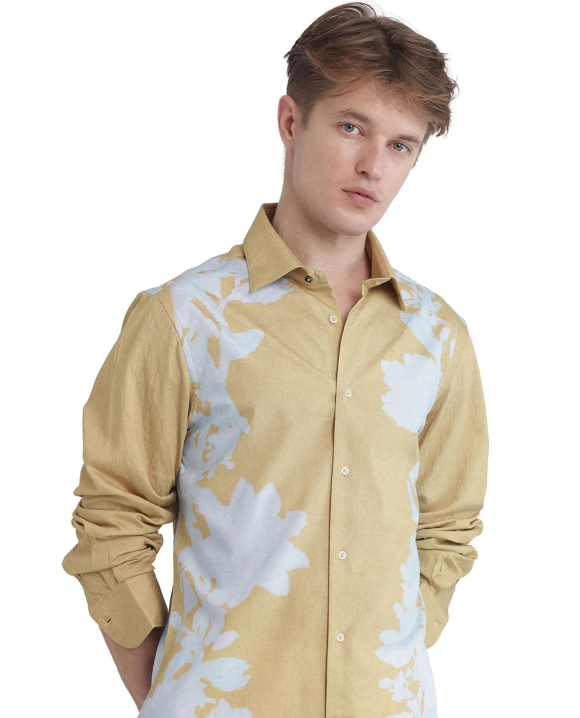 Rare Rabbit Men's Tobo Dusky Green Viscose Blend Floral Print Regular Fit Full Sleeve Collared Shirt - Image 9
