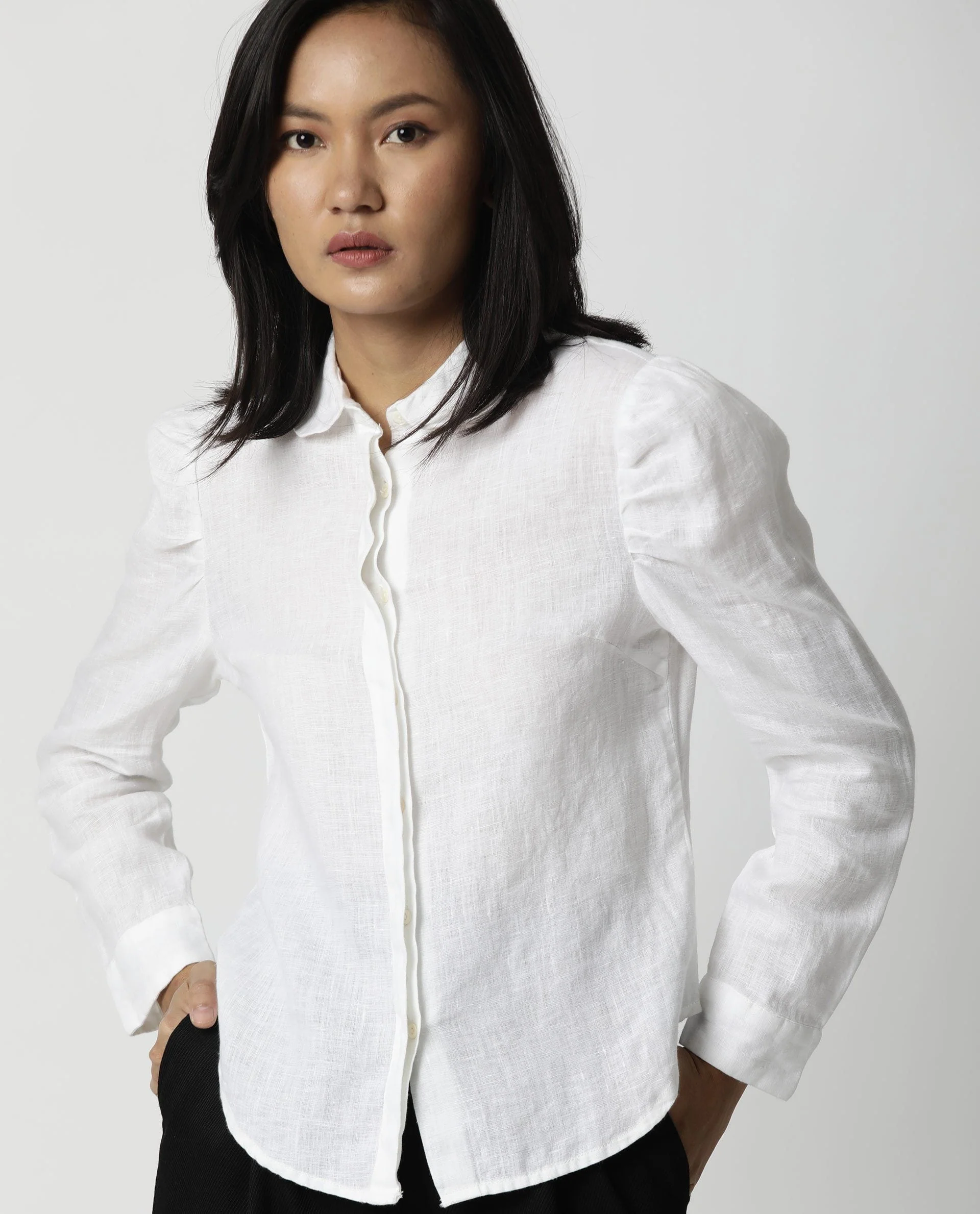 Rareism Women Toby White Top Full Sleeves Solid