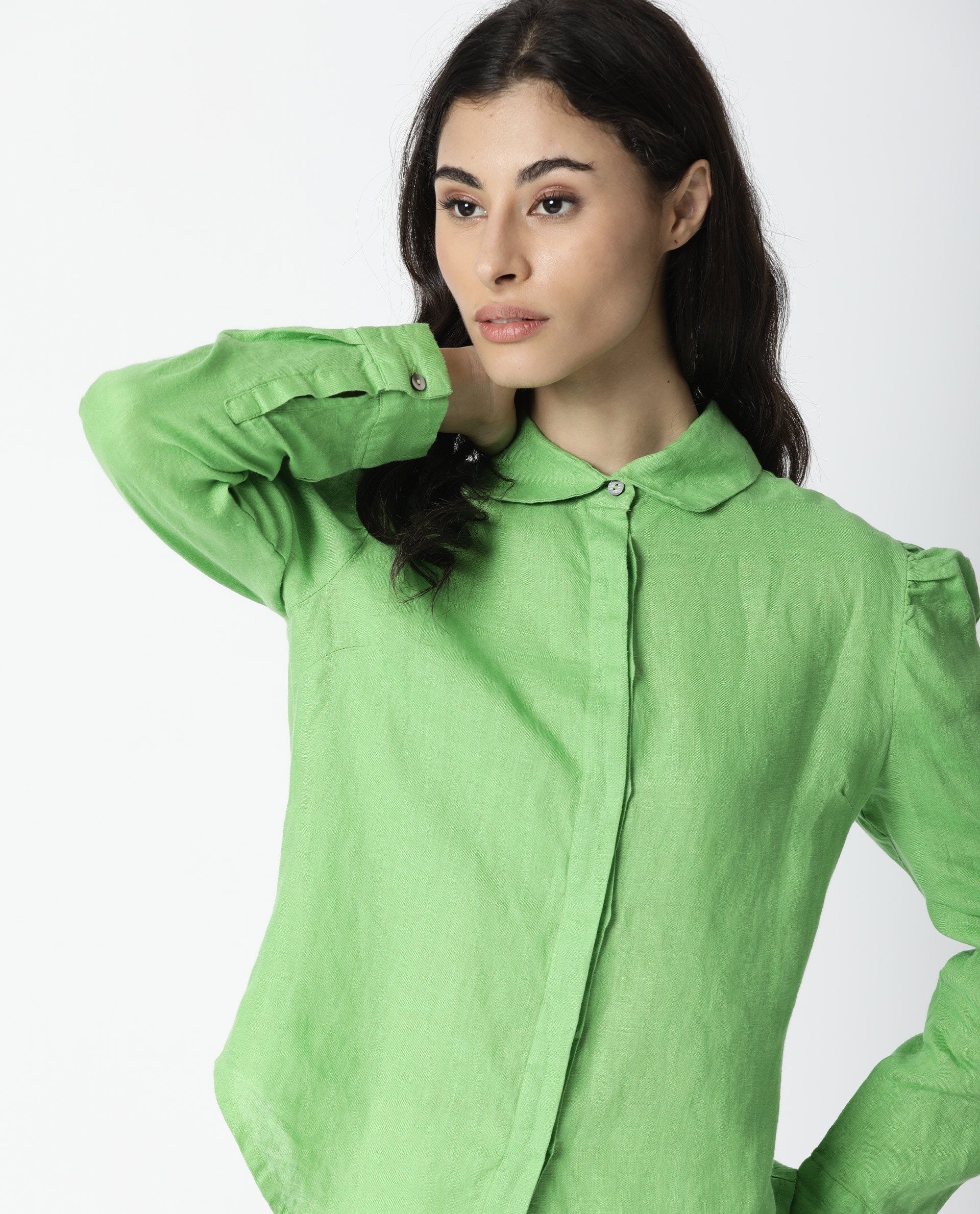 Rareism Women Toby Green Top Full Sleeves Solid