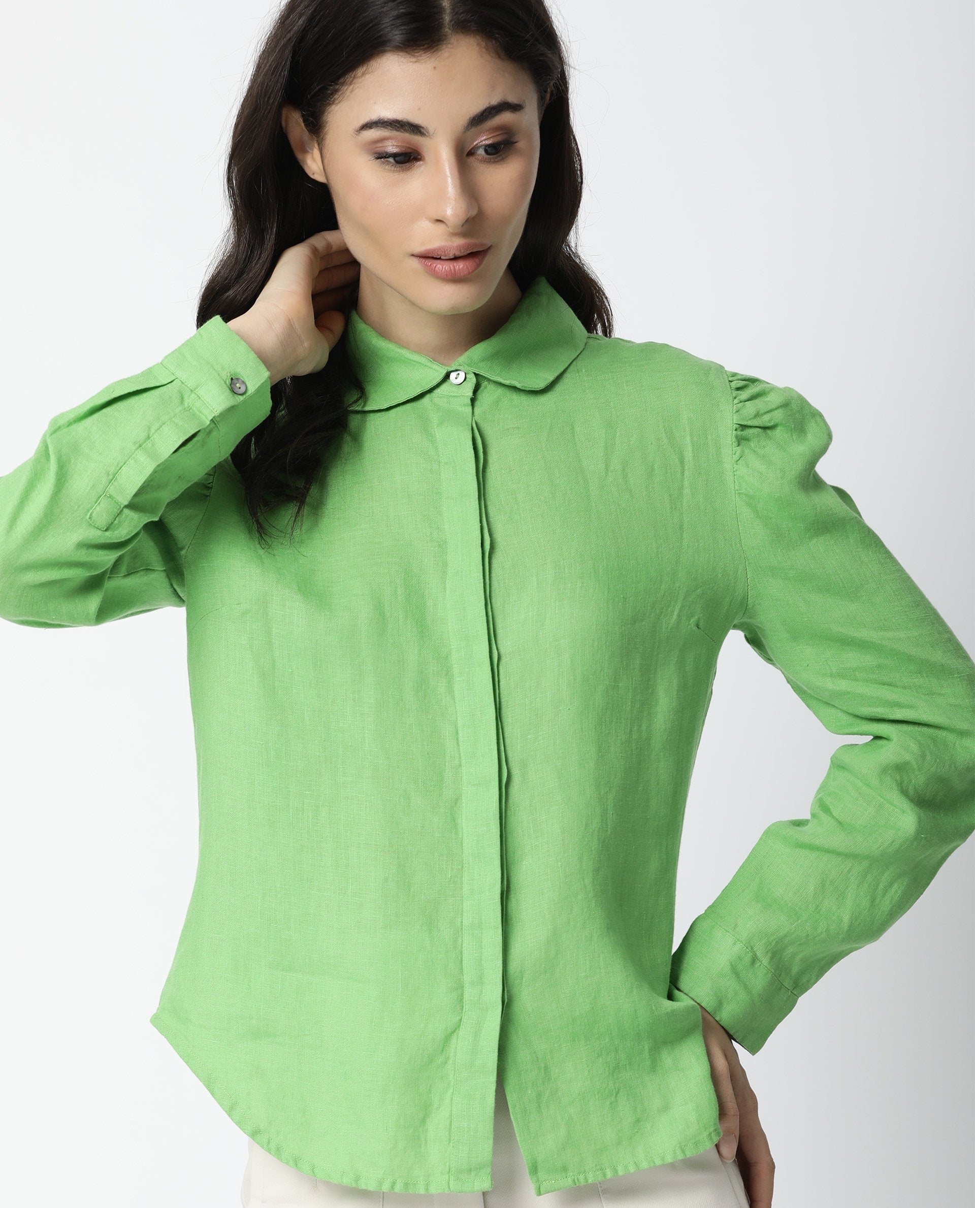 Rareism Women Toby Green Top Full Sleeves Solid - Image 7