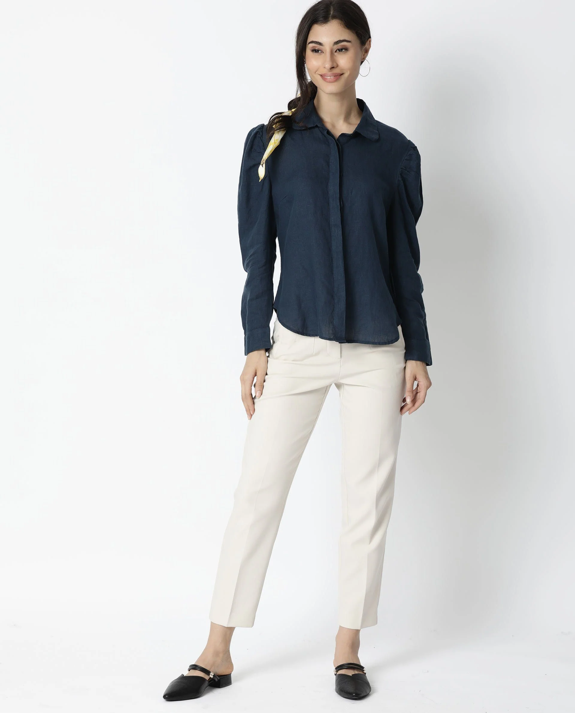Rareism Women Toby Navy Top Full Sleeves Solid - Image 2