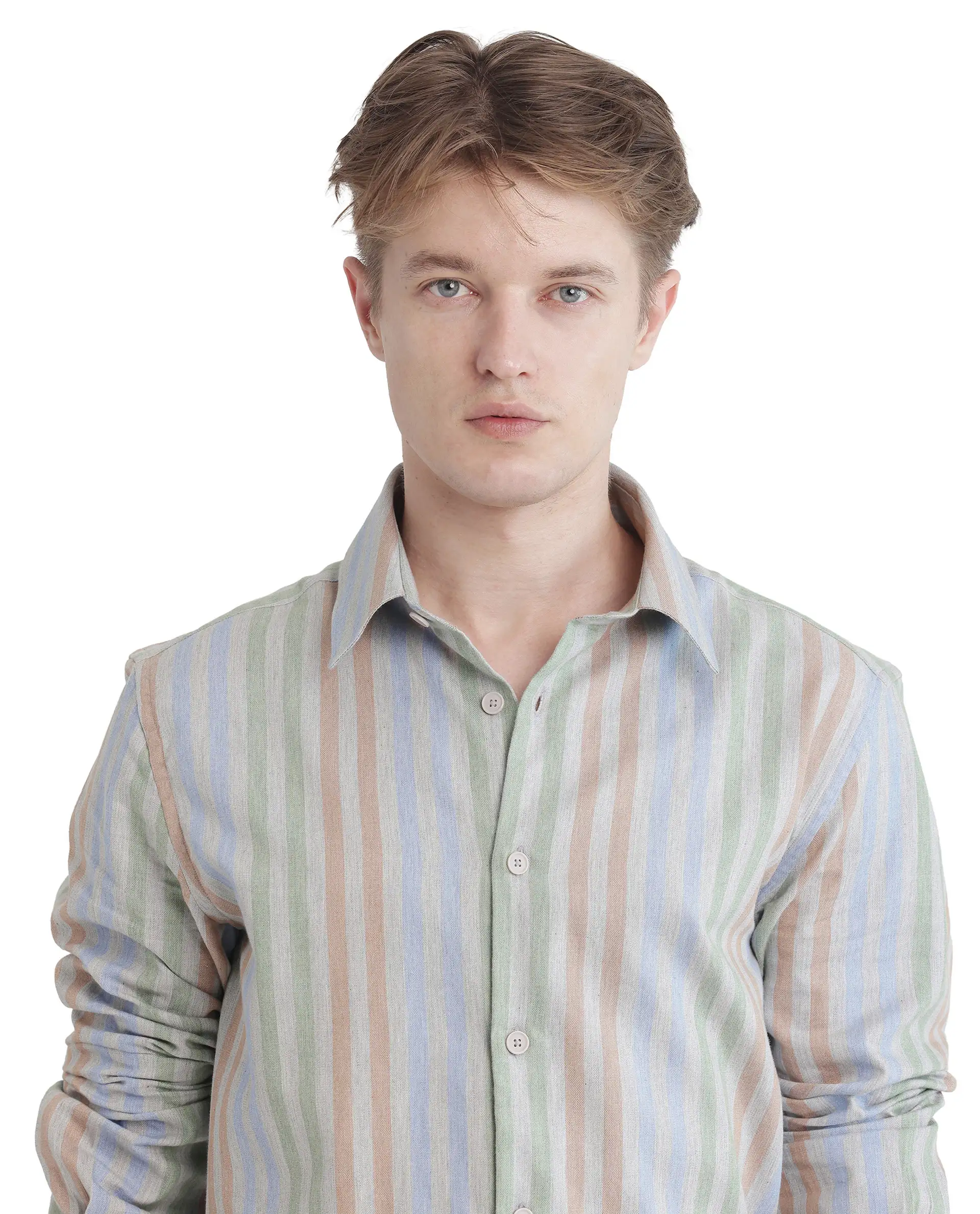 Rare Rabbit Men's Tock Grey Cotton Striped Print Regular Fit Full Sleeve Collared Shirt - Image 3