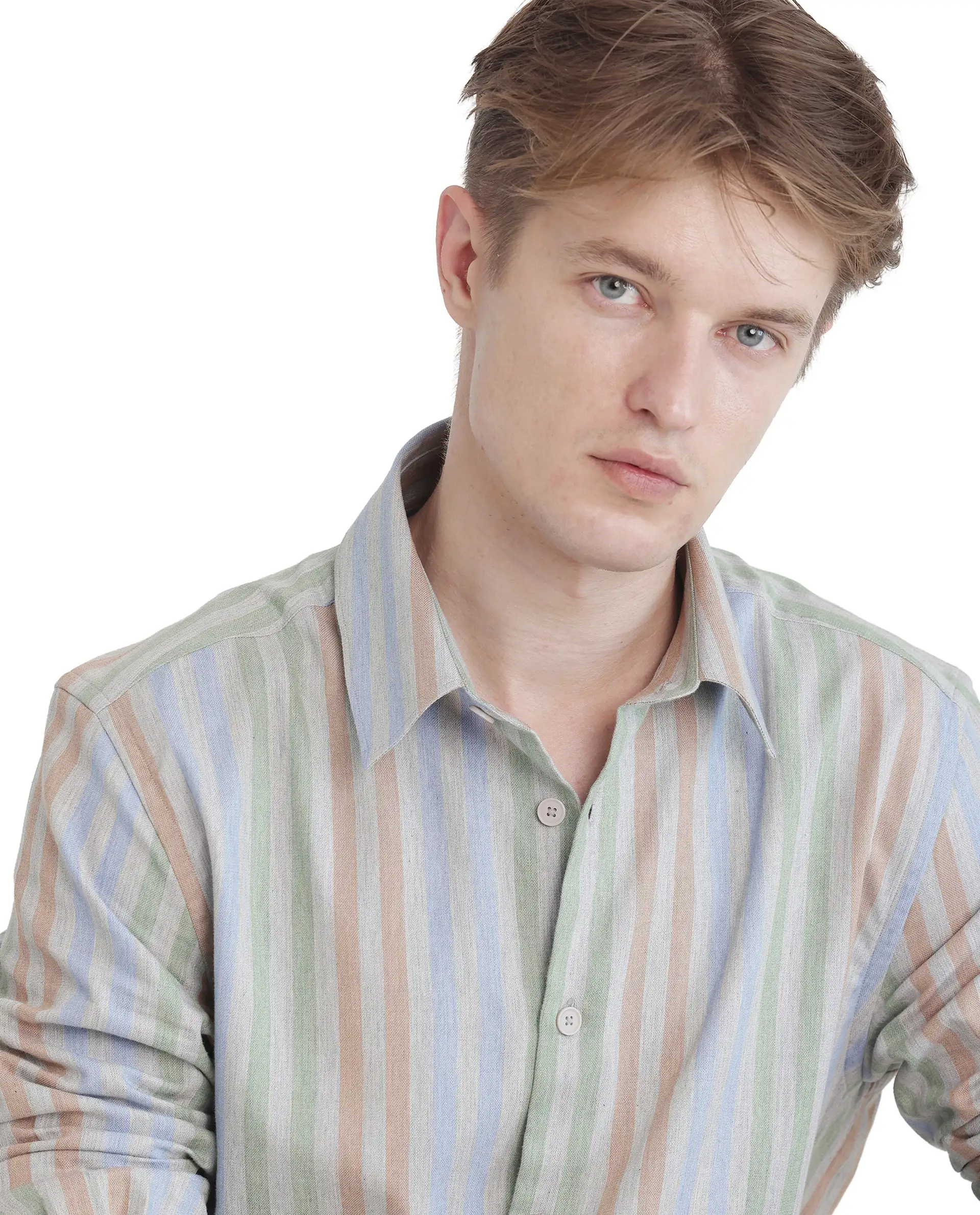 Rare Rabbit Men's Tock Grey Cotton Striped Print Regular Fit Full Sleeve Collared Shirt - Image 7
