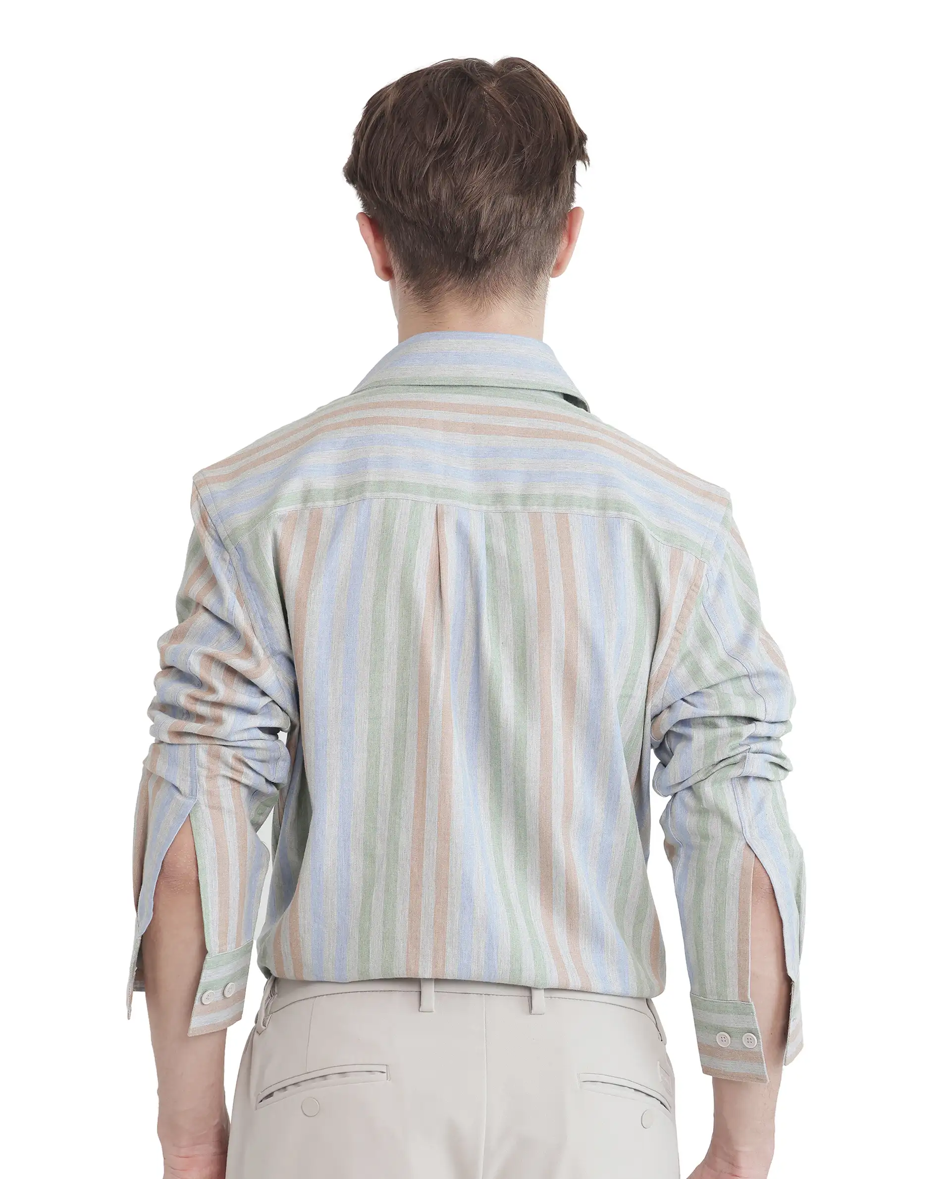 Rare Rabbit Men's Tock Grey Cotton Striped Print Regular Fit Full Sleeve Collared Shirt - Image 8