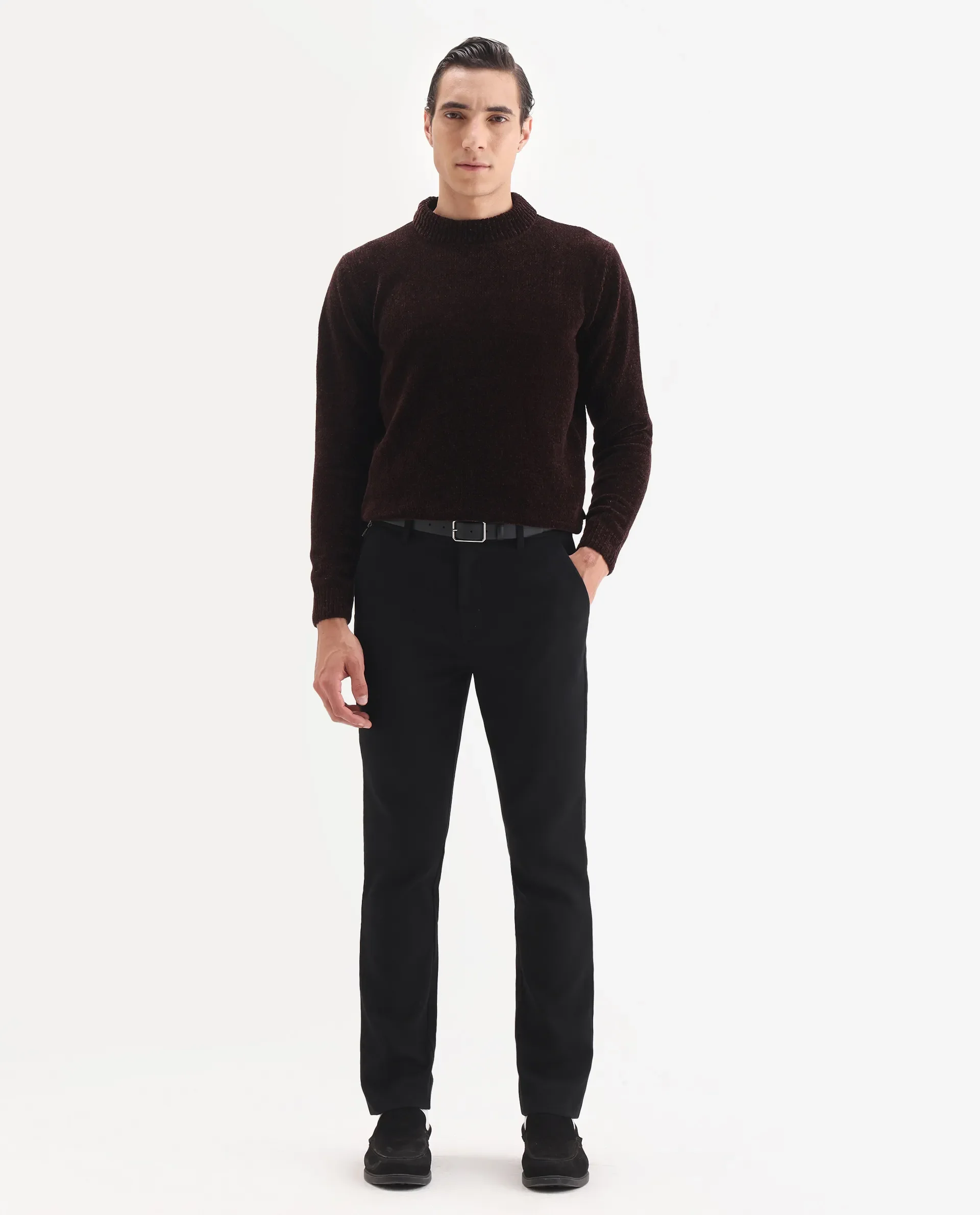 Rare Rabbit Men Tock Black Polyester Fabric Drawstring Closure Plain Trouser