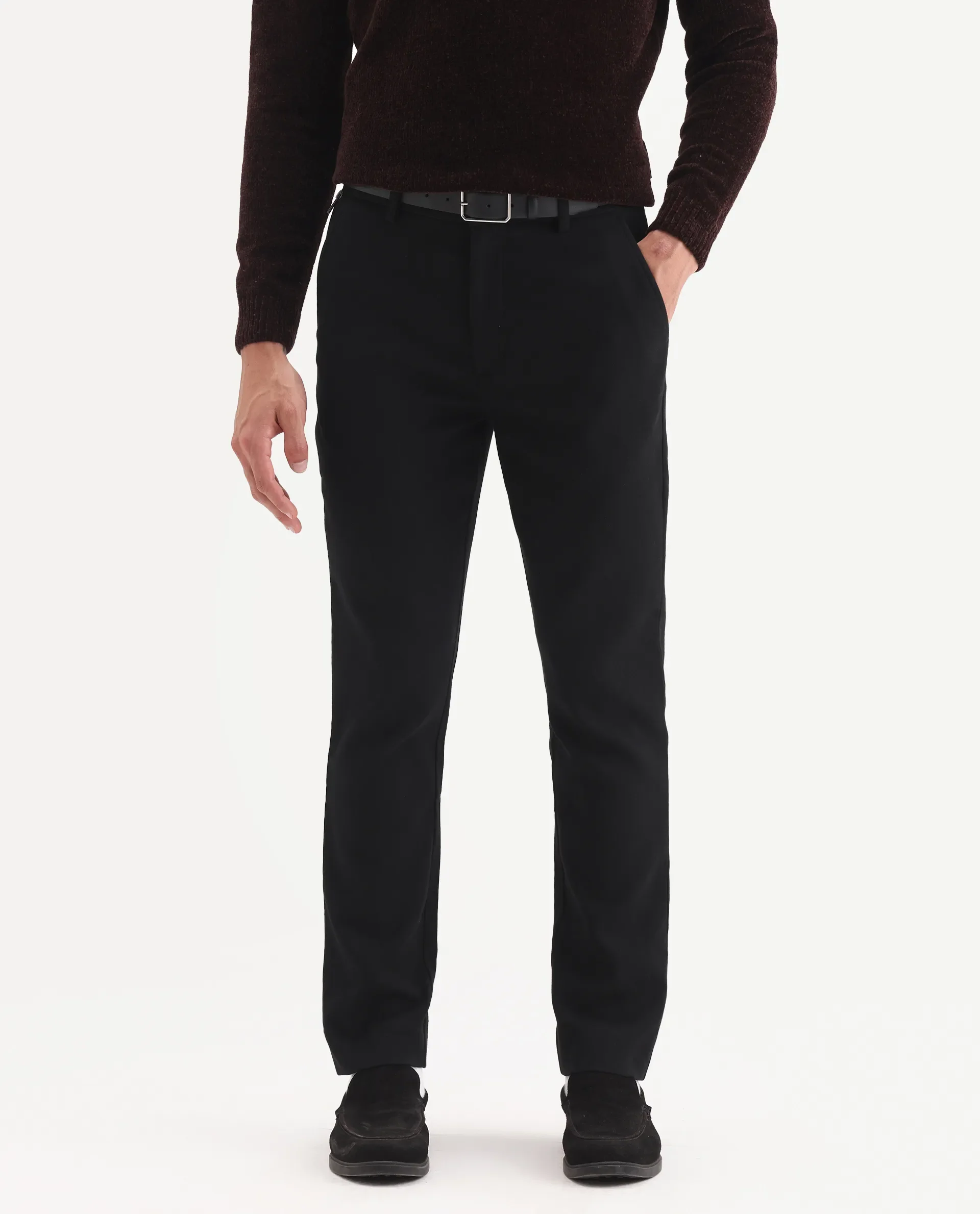 Rare Rabbit Men Tock Black Polyester Fabric Drawstring Closure Plain Trouser - Image 2
