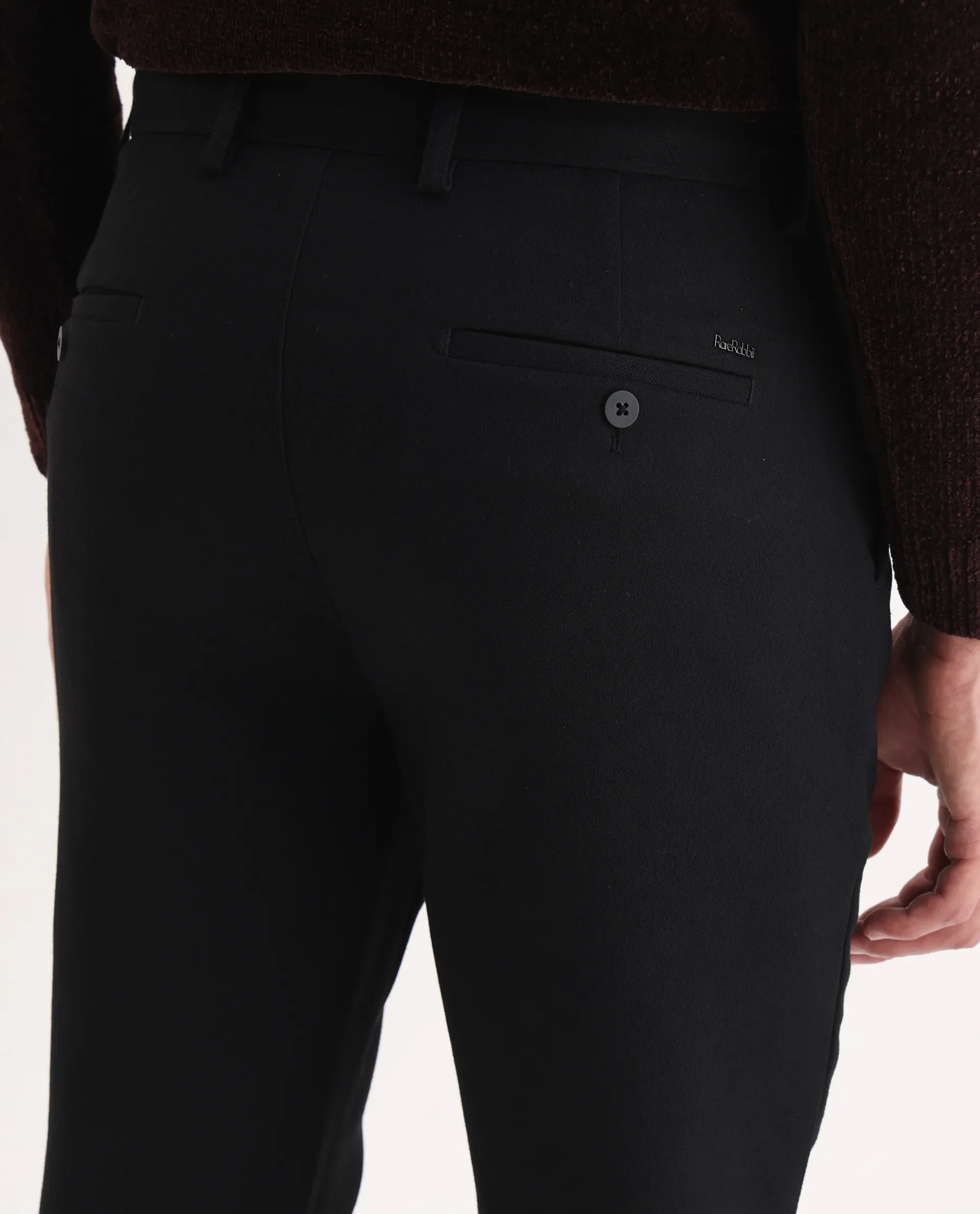 Rare Rabbit Men Tock Black Polyester Fabric Drawstring Closure Plain Trouser - Image 6