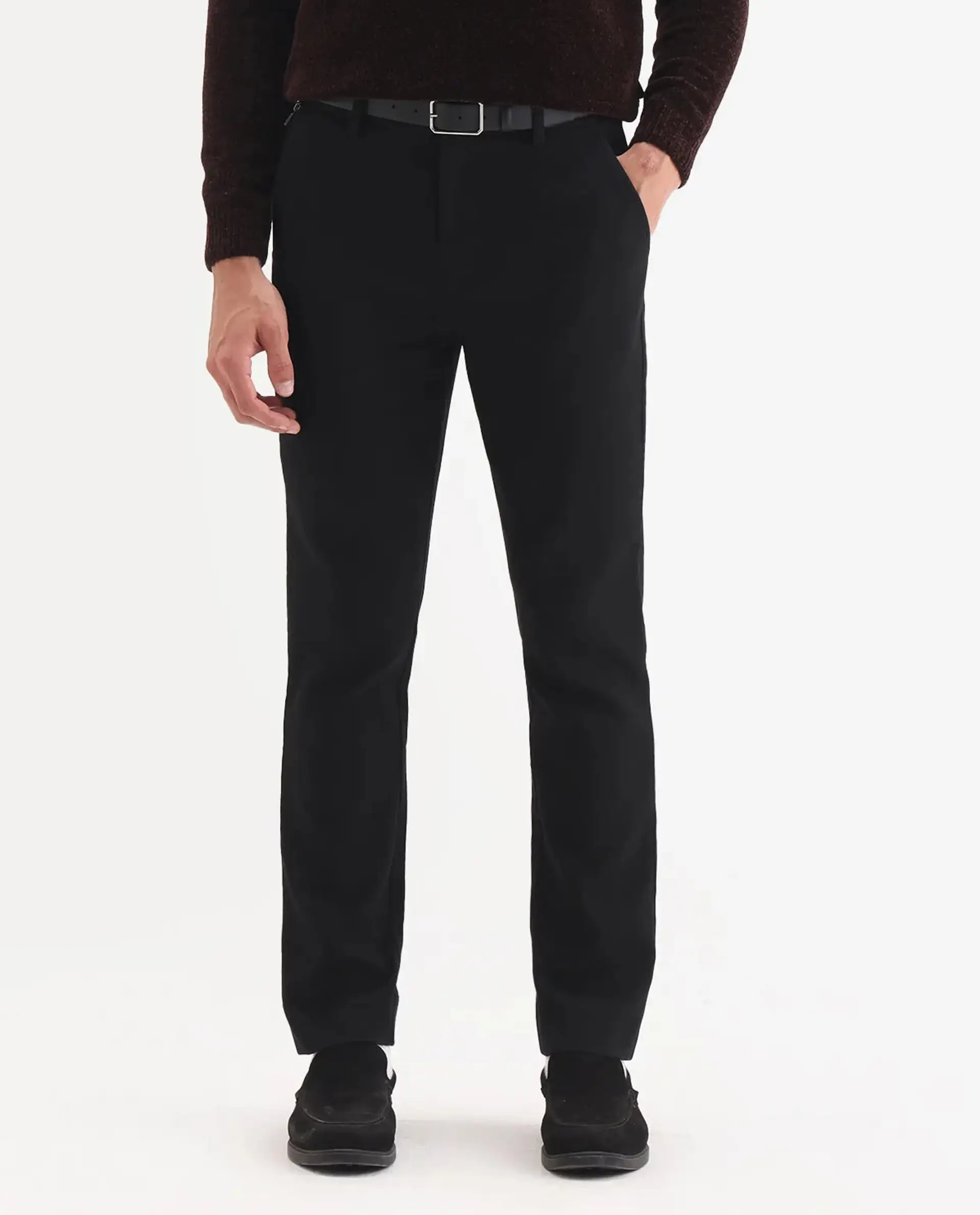 Rare Rabbit Men Tock Black Polyester Fabric Drawstring Closure Plain Trouser - Image 8