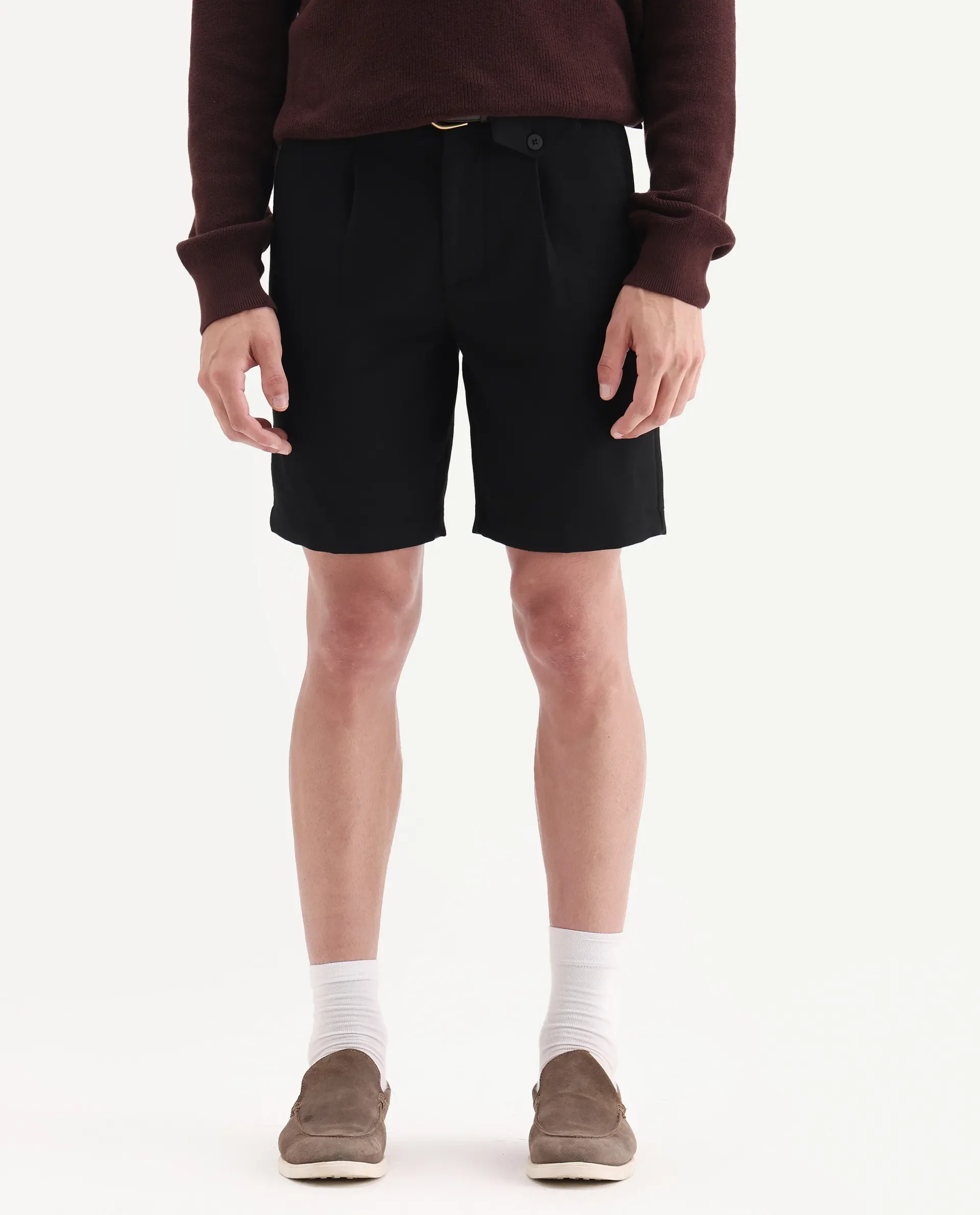 Rare Rabbit Men Tocki Black Polyester Blend Fabric Button Closure Plain Shorts - Image 2