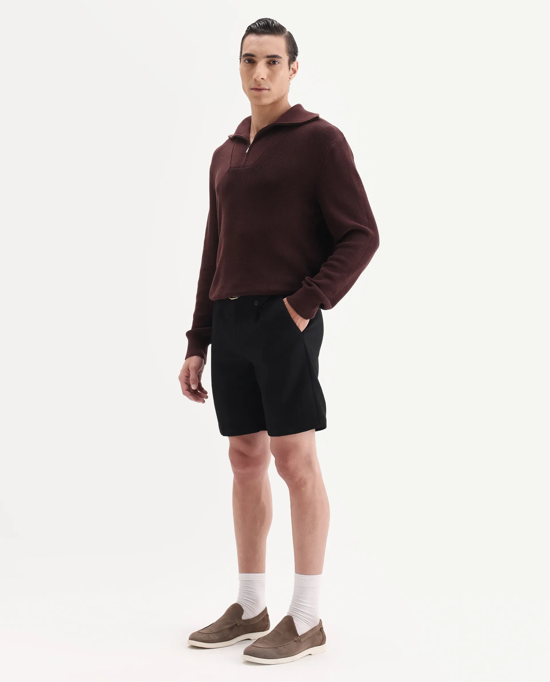 Rare Rabbit Men Tocki Black Polyester Blend Fabric Button Closure Plain Shorts - Image 4