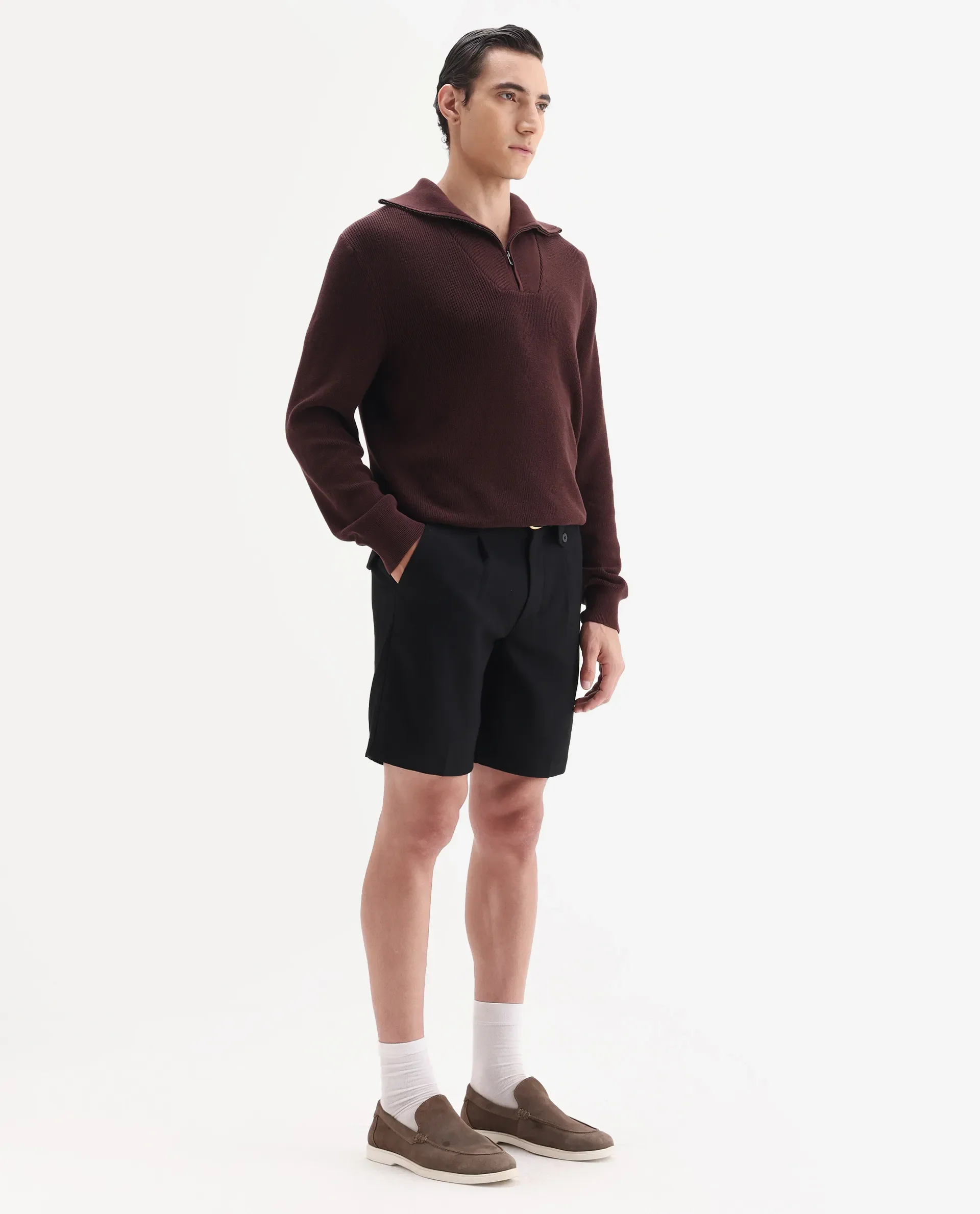 Rare Rabbit Men Tocki Black Polyester Blend Fabric Button Closure Plain Shorts - Image 5