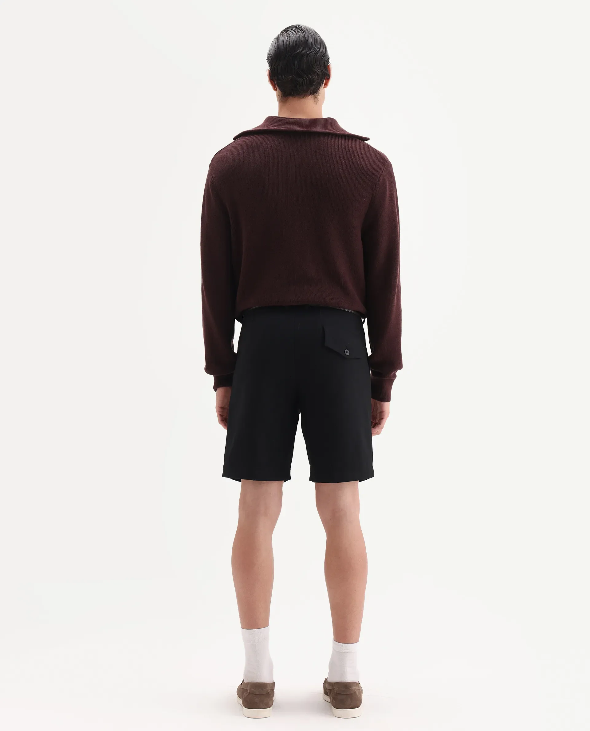 Rare Rabbit Men Tocki Black Polyester Blend Fabric Button Closure Plain Shorts - Image 7