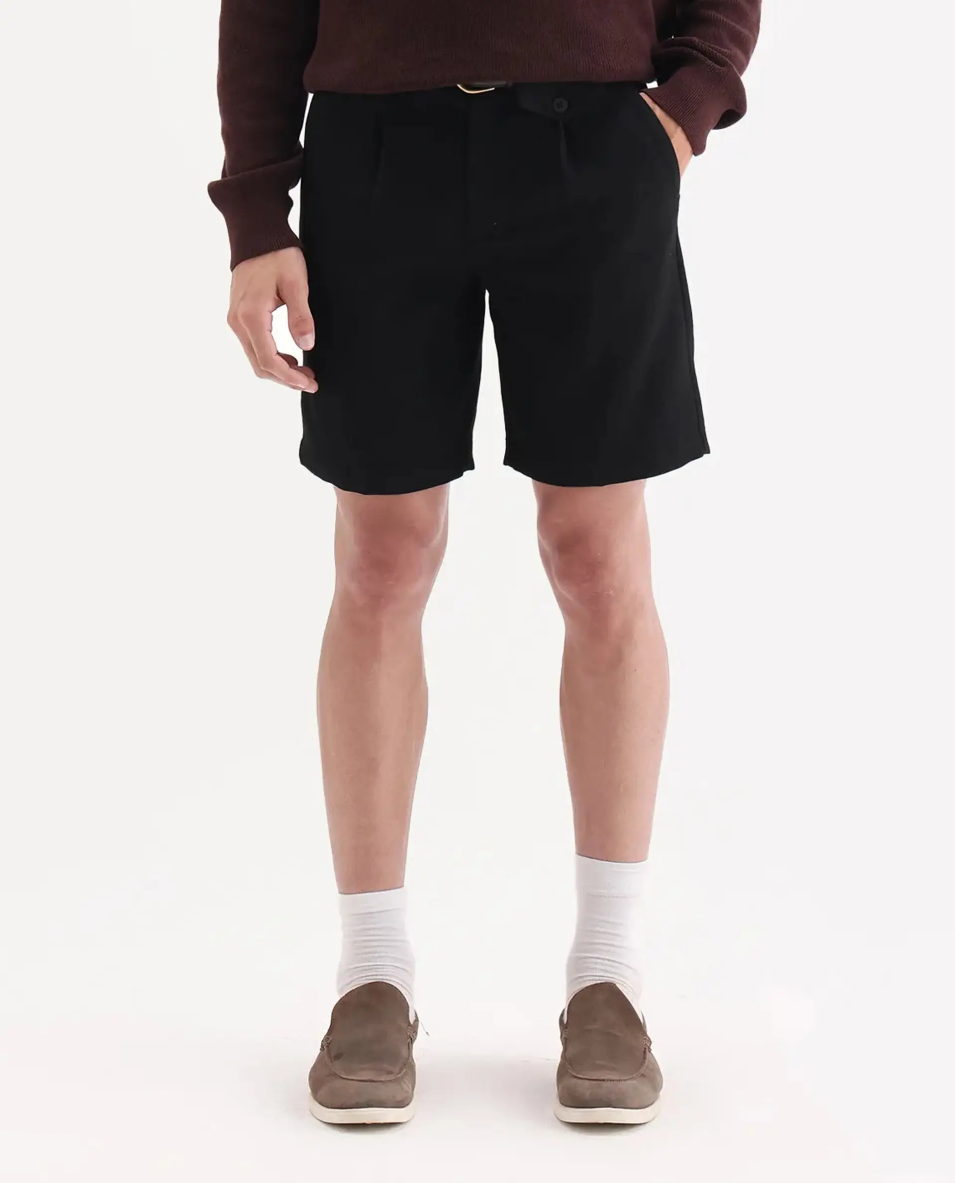 Rare Rabbit Men Tocki Black Polyester Blend Fabric Button Closure Plain Shorts - Image 8