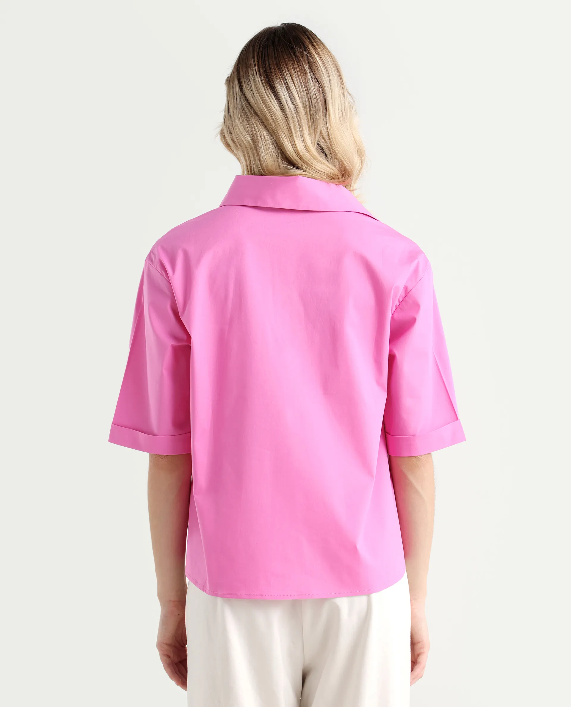 Rareism Women's Toefil Pastel Pink Cotton Spread Collar Plain Regular Fit Shirt - Image 8