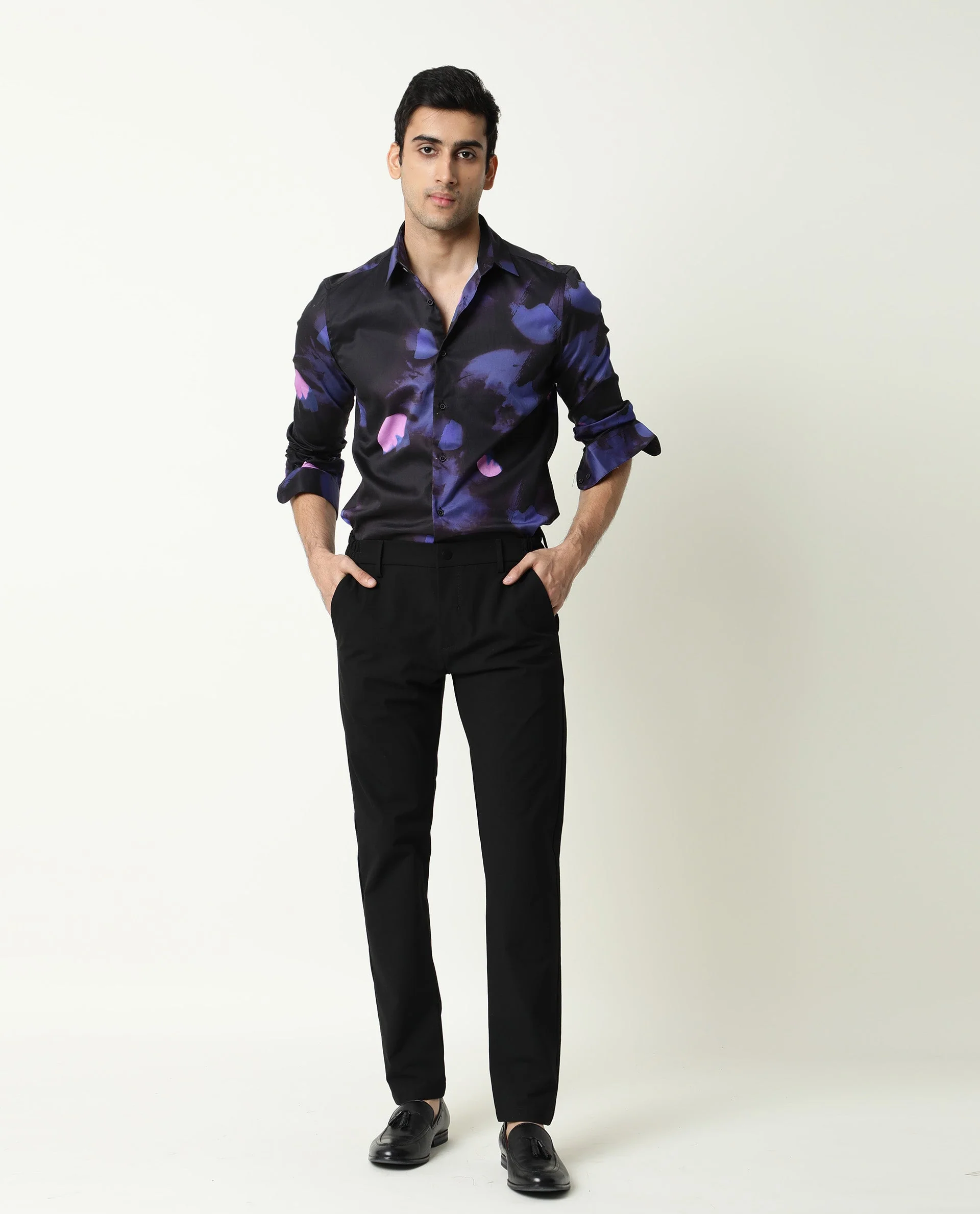 Rare Rabbit Men's Toforo Black Cotton Abstract Print Regular Fit Full Sleeve Collared Shirt - Image 2