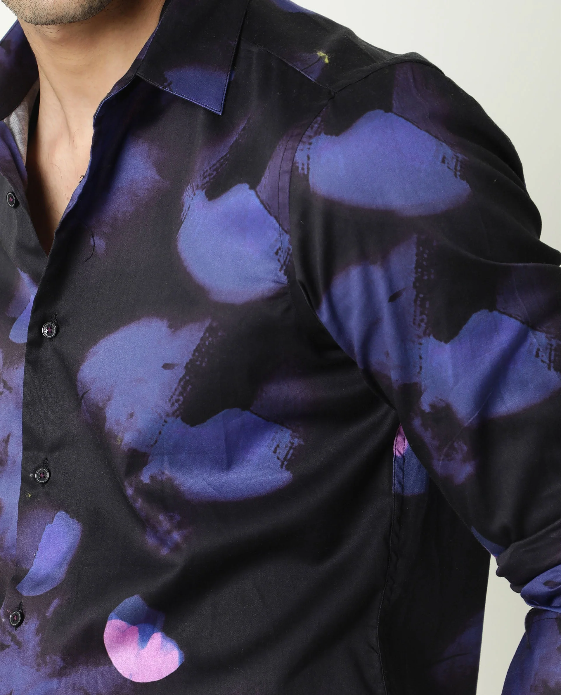Rare Rabbit Men's Toforo Black Cotton Abstract Print Regular Fit Full Sleeve Collared Shirt - Image 4