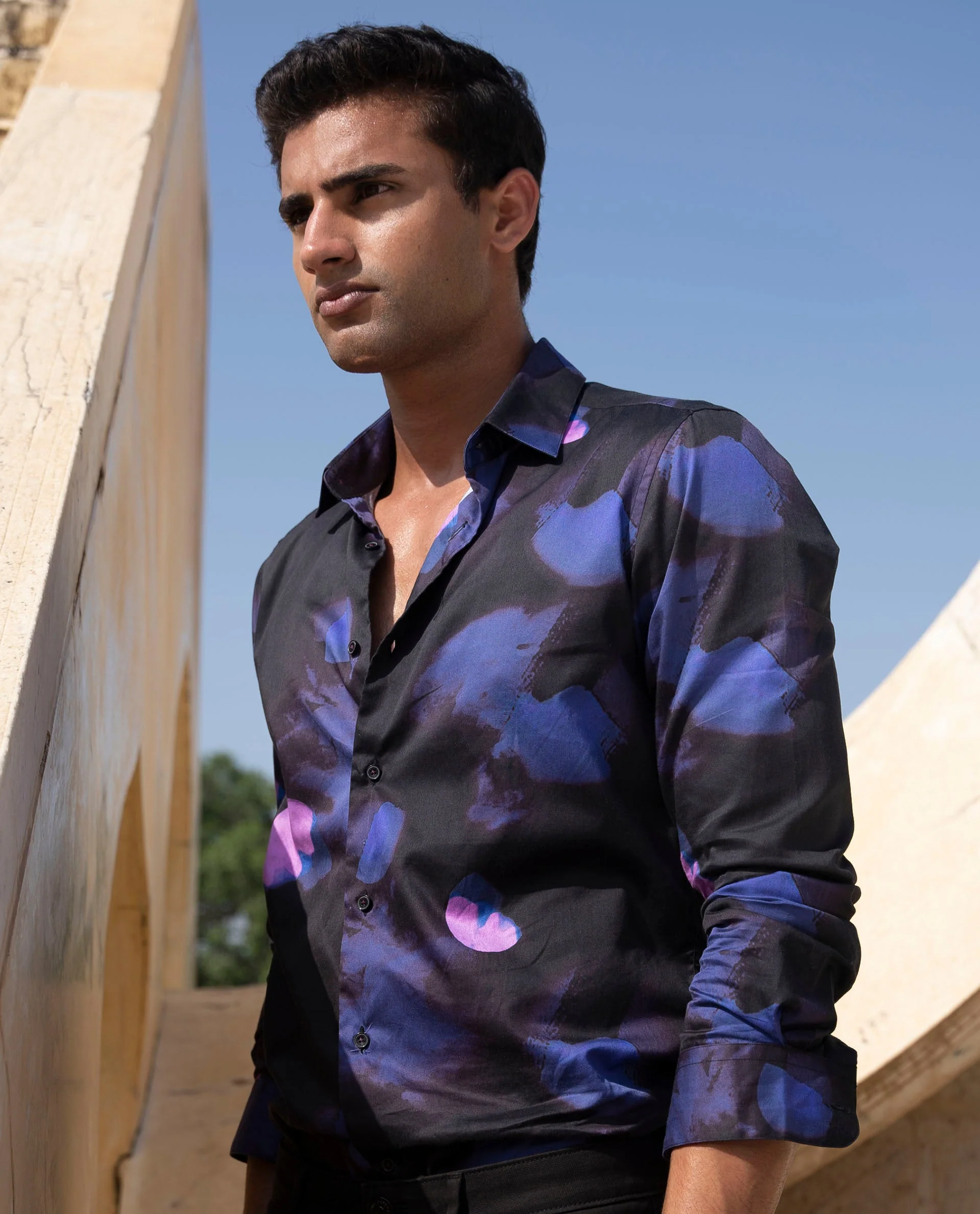 Rare Rabbit Men's Toforo Black Cotton Abstract Print Regular Fit Full Sleeve Collared Shirt - Image 5