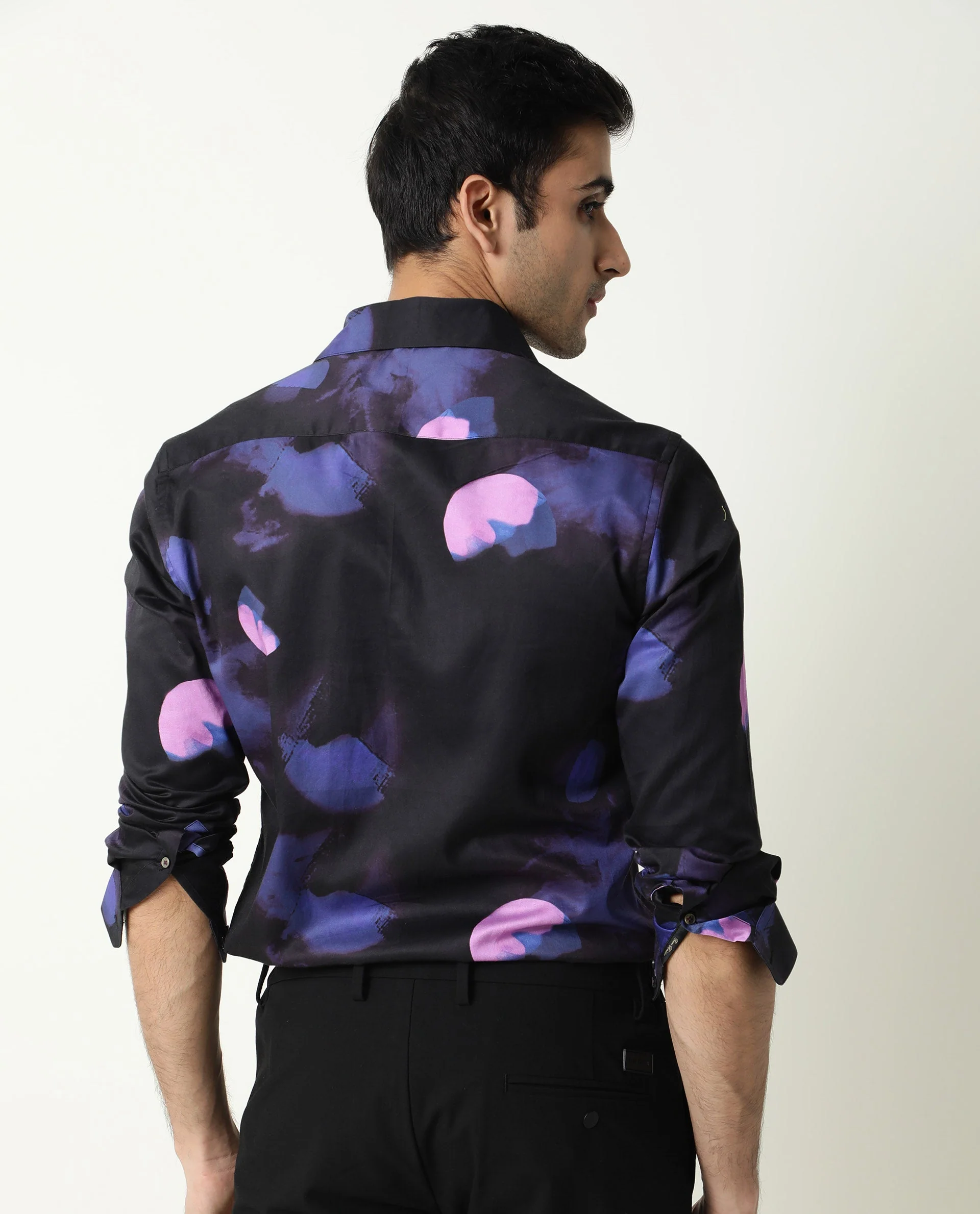 Rare Rabbit Men's Toforo Black Cotton Abstract Print Regular Fit Full Sleeve Collared Shirt - Image 7