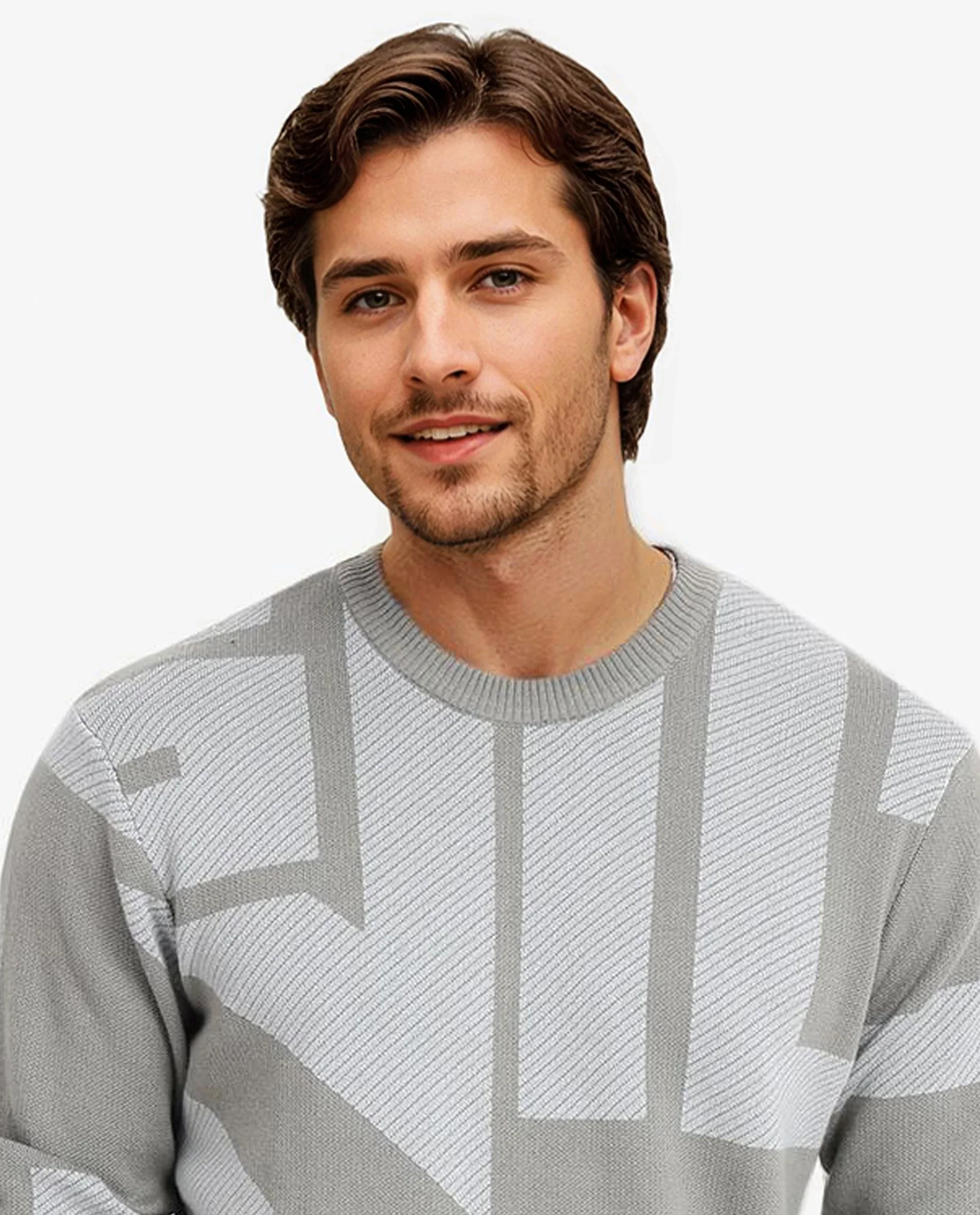 Rare Rabbit Men's Toge Green Cotton Monogram Print Regular Fit Full Sleeve Crew Neck Sweater - Image 3