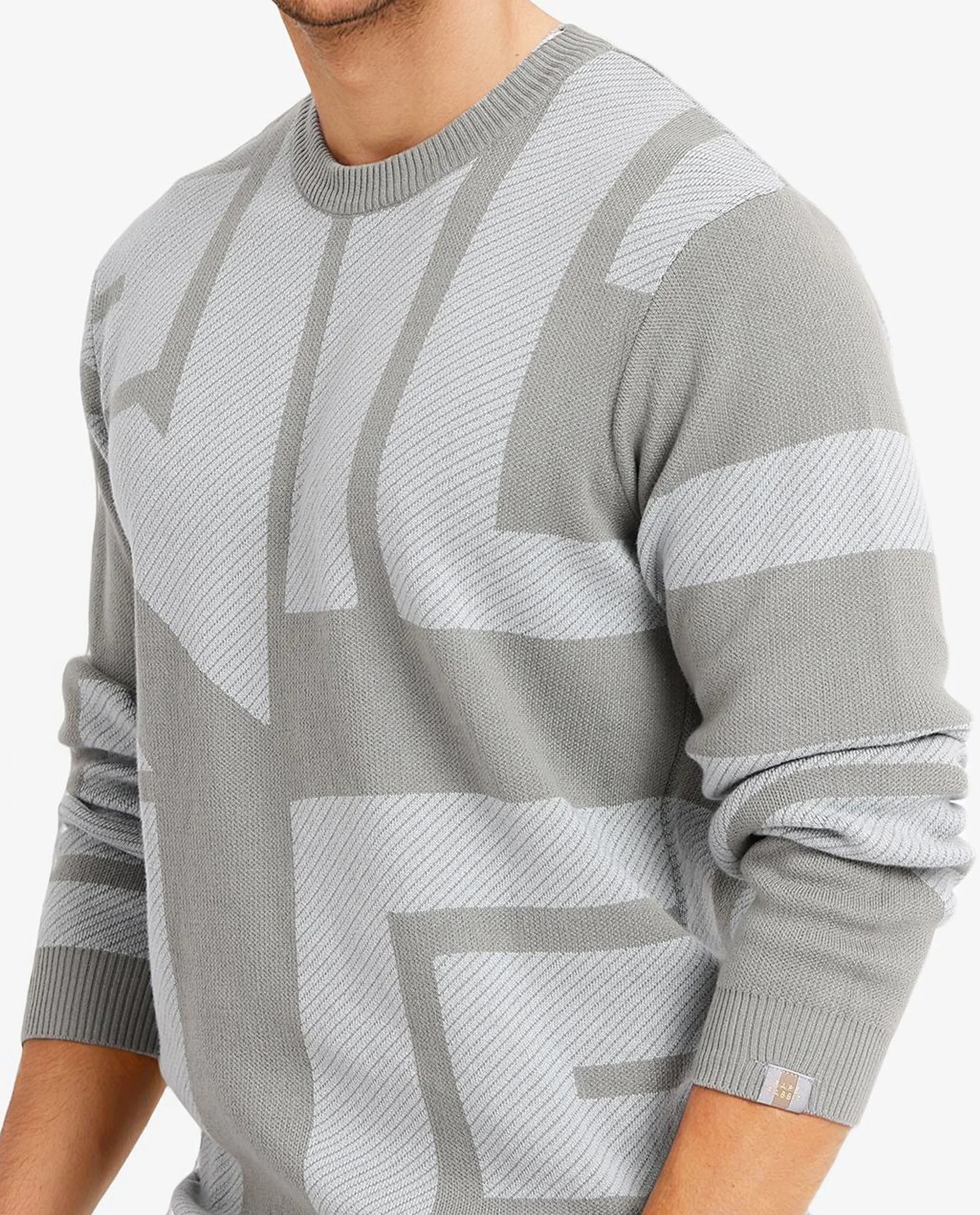 Rare Rabbit Men's Toge Green Cotton Monogram Print Regular Fit Full Sleeve Crew Neck Sweater - Image 4