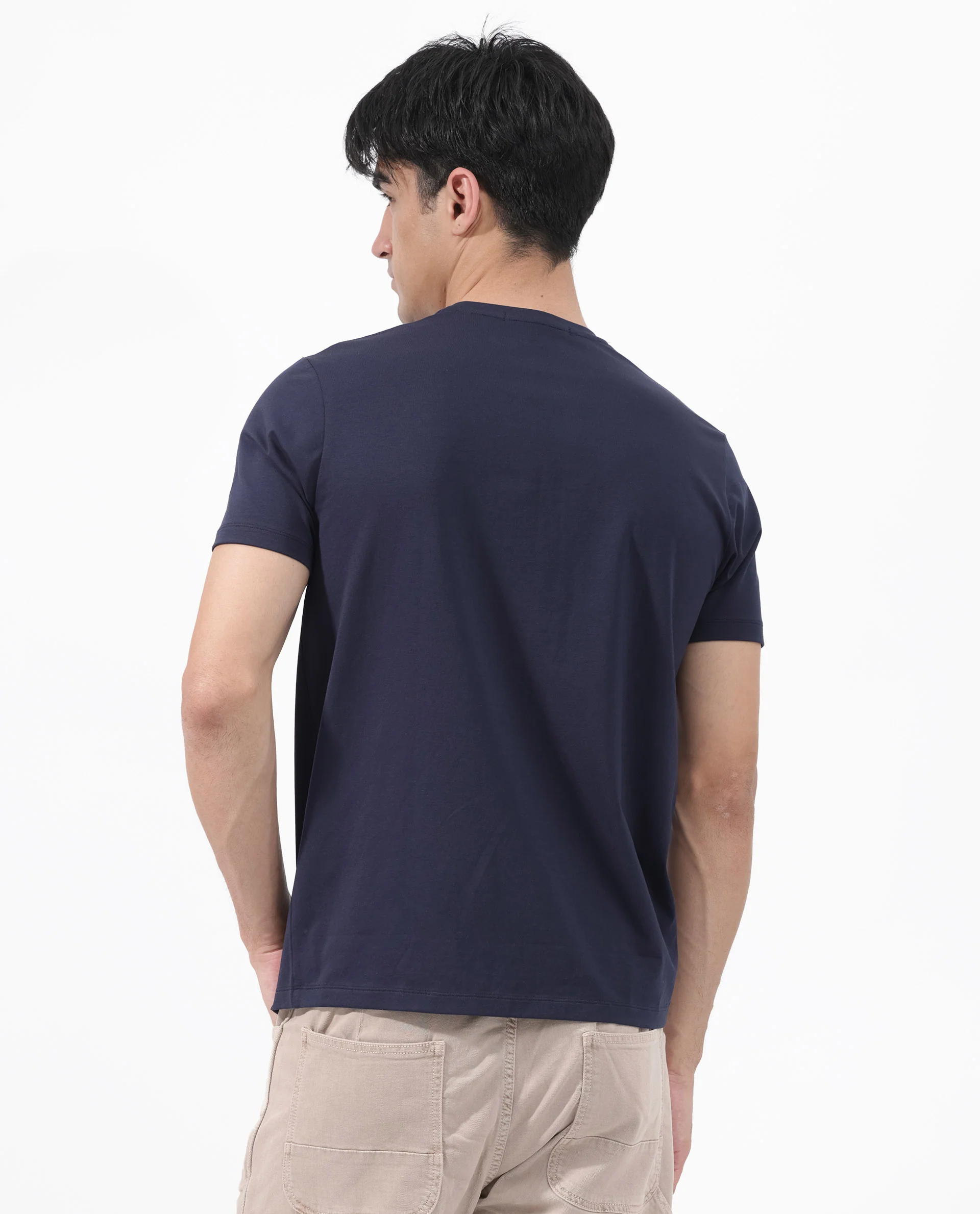 Rare Rabbit Articale Men's Together-1 Navy Crew Neck Relaxed Fit Knit Typography Print T-Shirt - Image 10