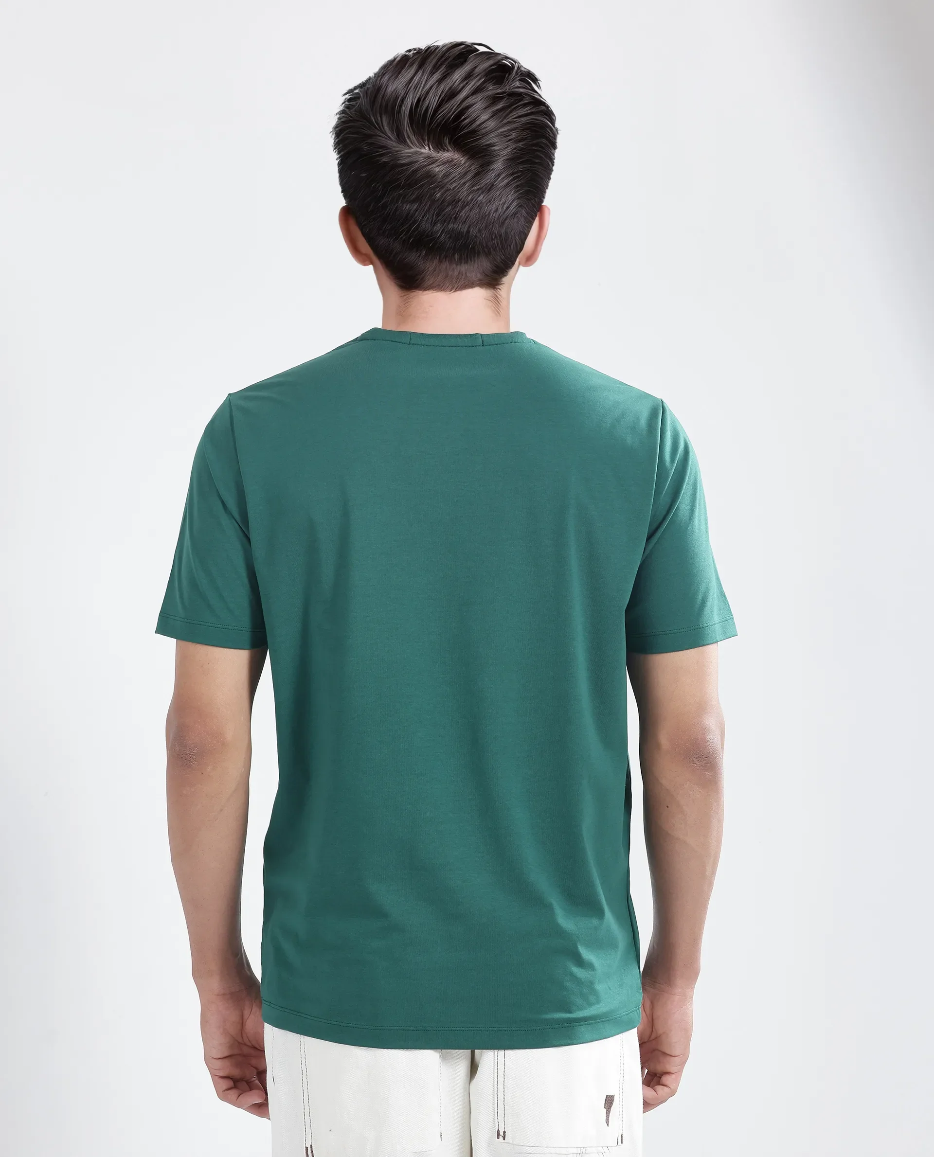 Rare Rabbit Men's Toid Dark Green Cotton Blend Graphic Print Regular Fit Half Sleeve Crew Neck T-Shirt - Image 5