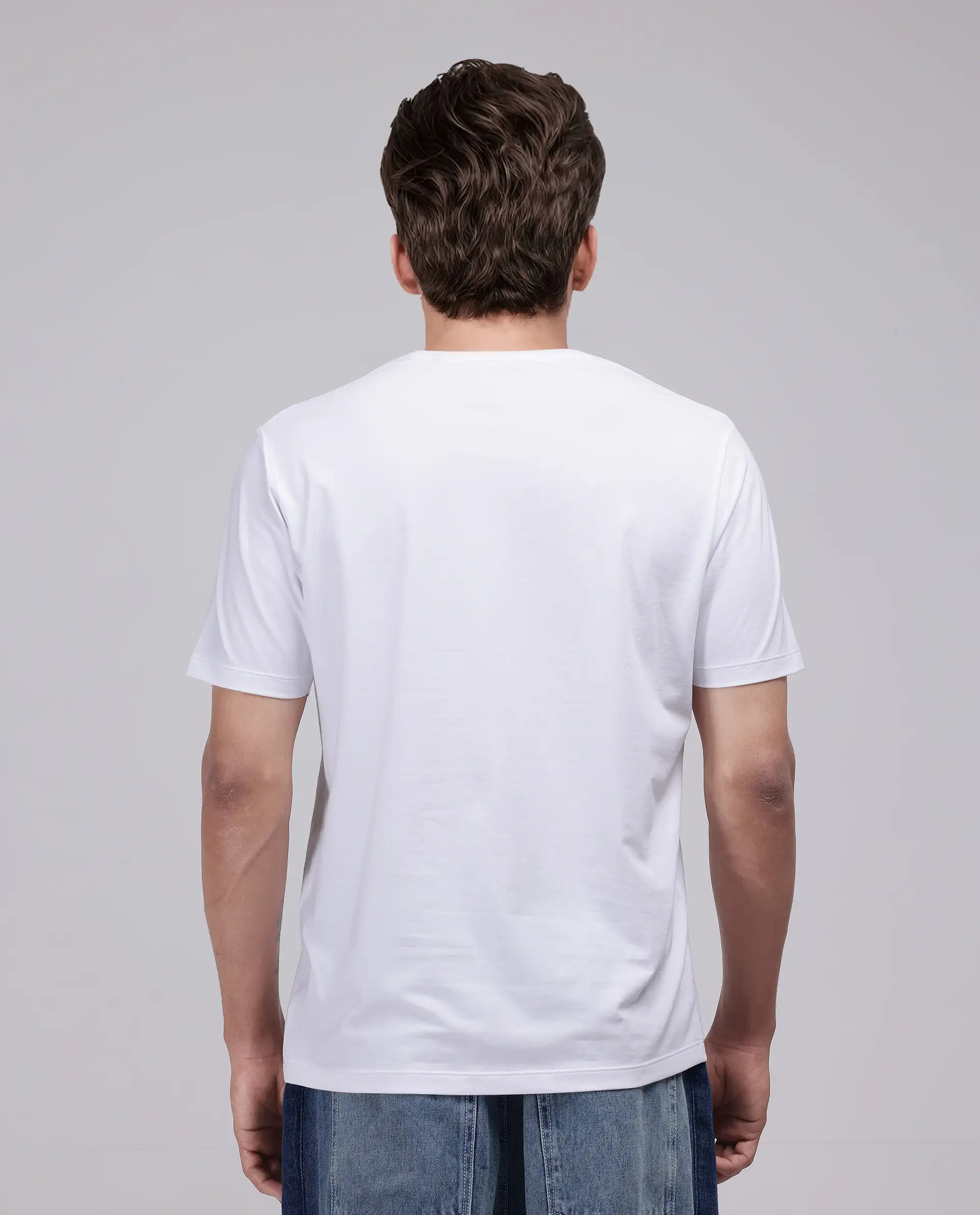 Rare Rabbit Men's Toid White Cotton Blend Graphic Print Regular Fit Half Sleeve Crew Neck T-Shirt - Image 5