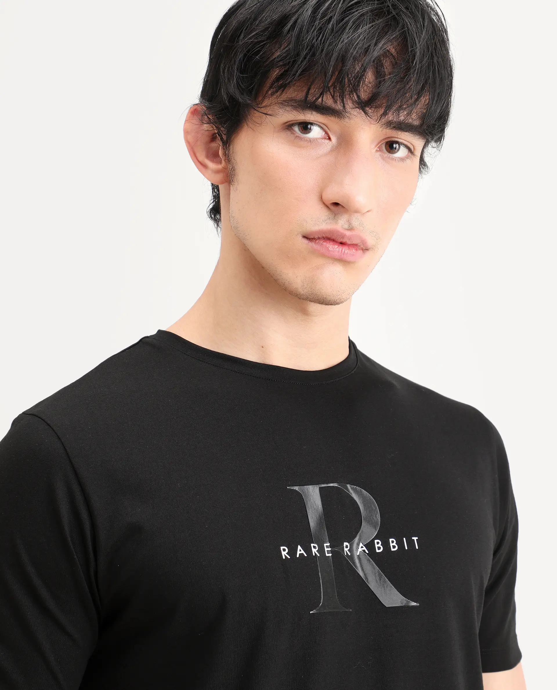 Rare Rabbit Men's Toka Black Cotton Blend Fabric Half Sleeve Crew Neck Regular Fit Graphic Print T-Shirt - Image 6