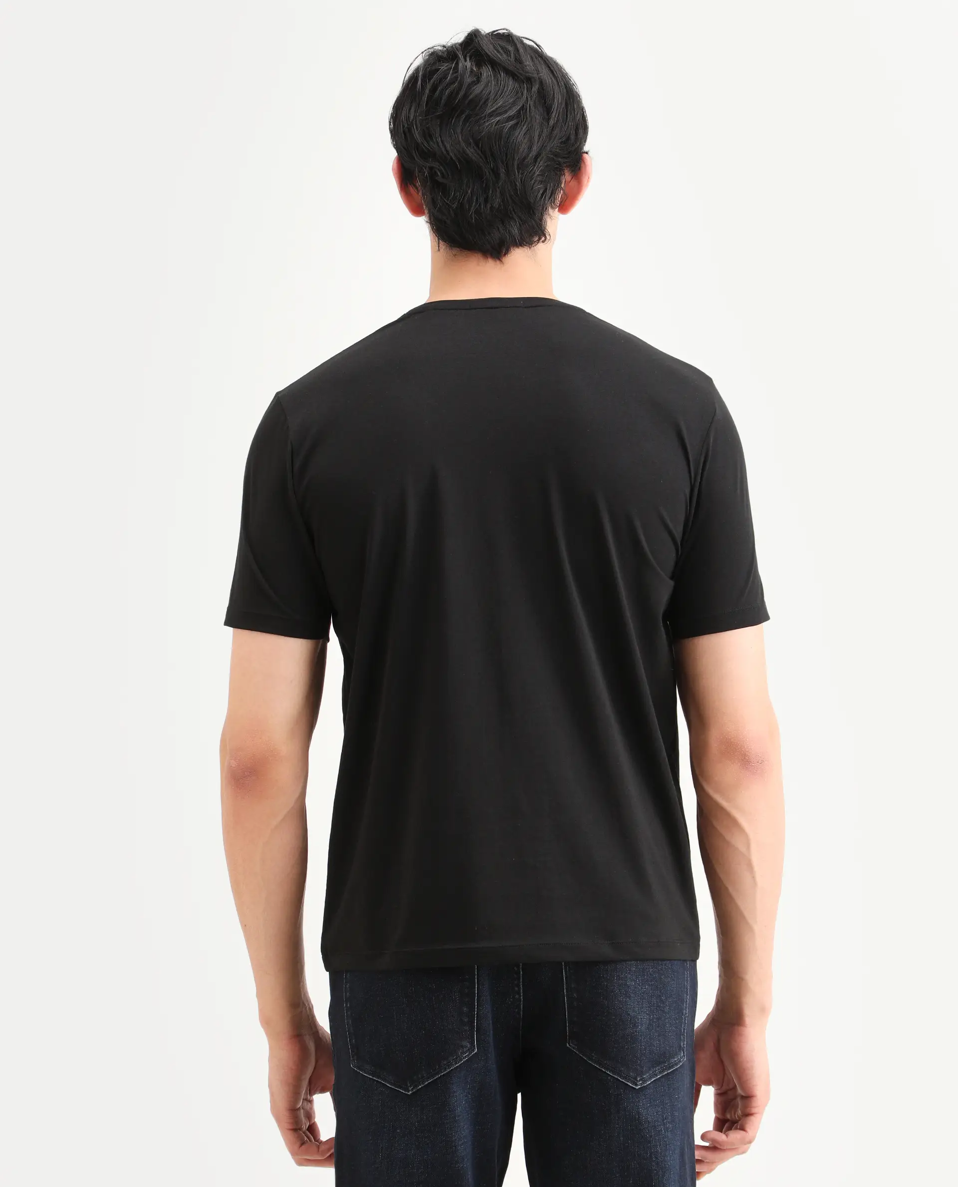 Rare Rabbit Men's Toka Black Cotton Blend Fabric Half Sleeve Crew Neck Regular Fit Graphic Print T-Shirt - Image 8