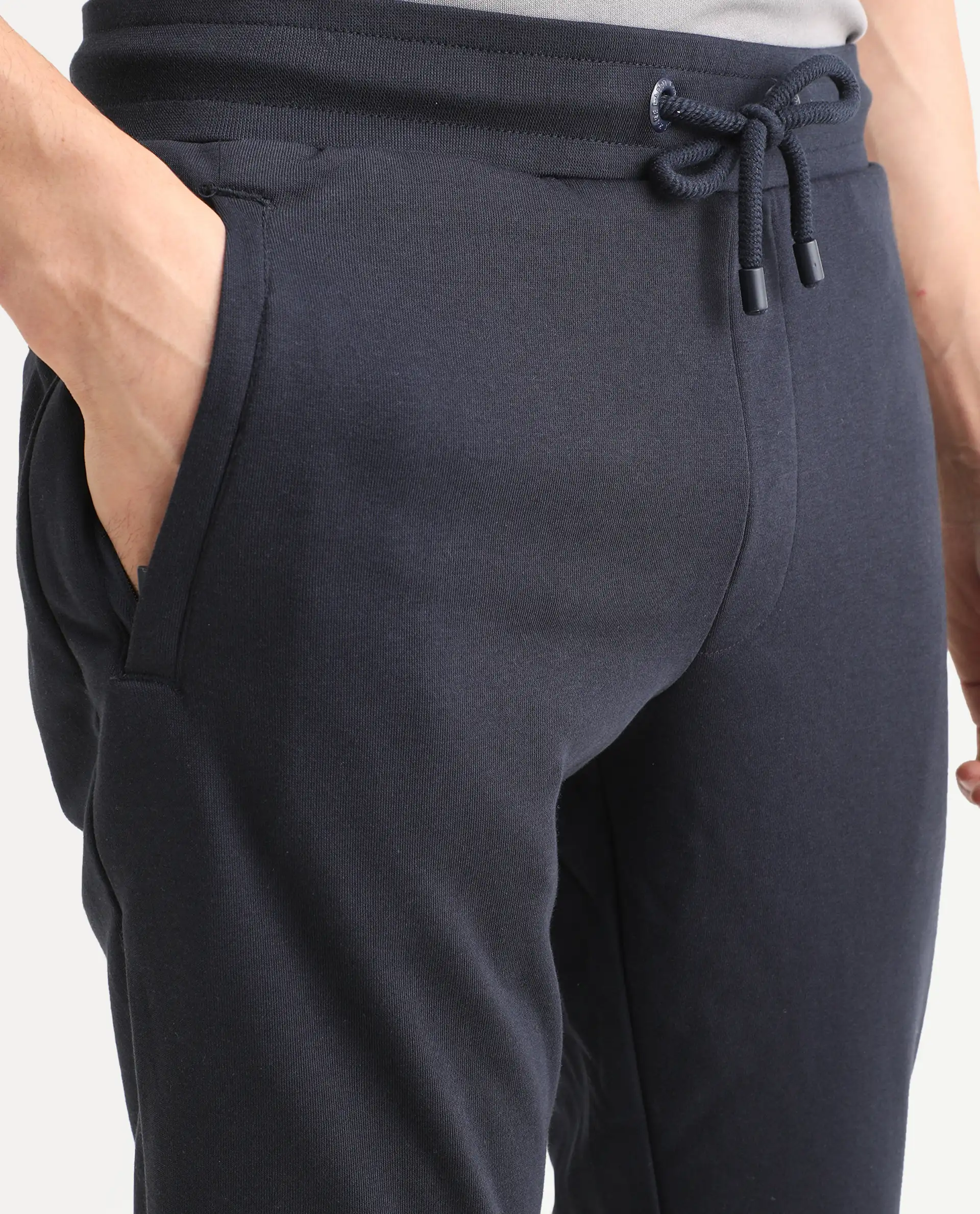 Rare Rabbit Men's Toka Navy Cotton Polka Print Regular Fit Joggers - Image 4