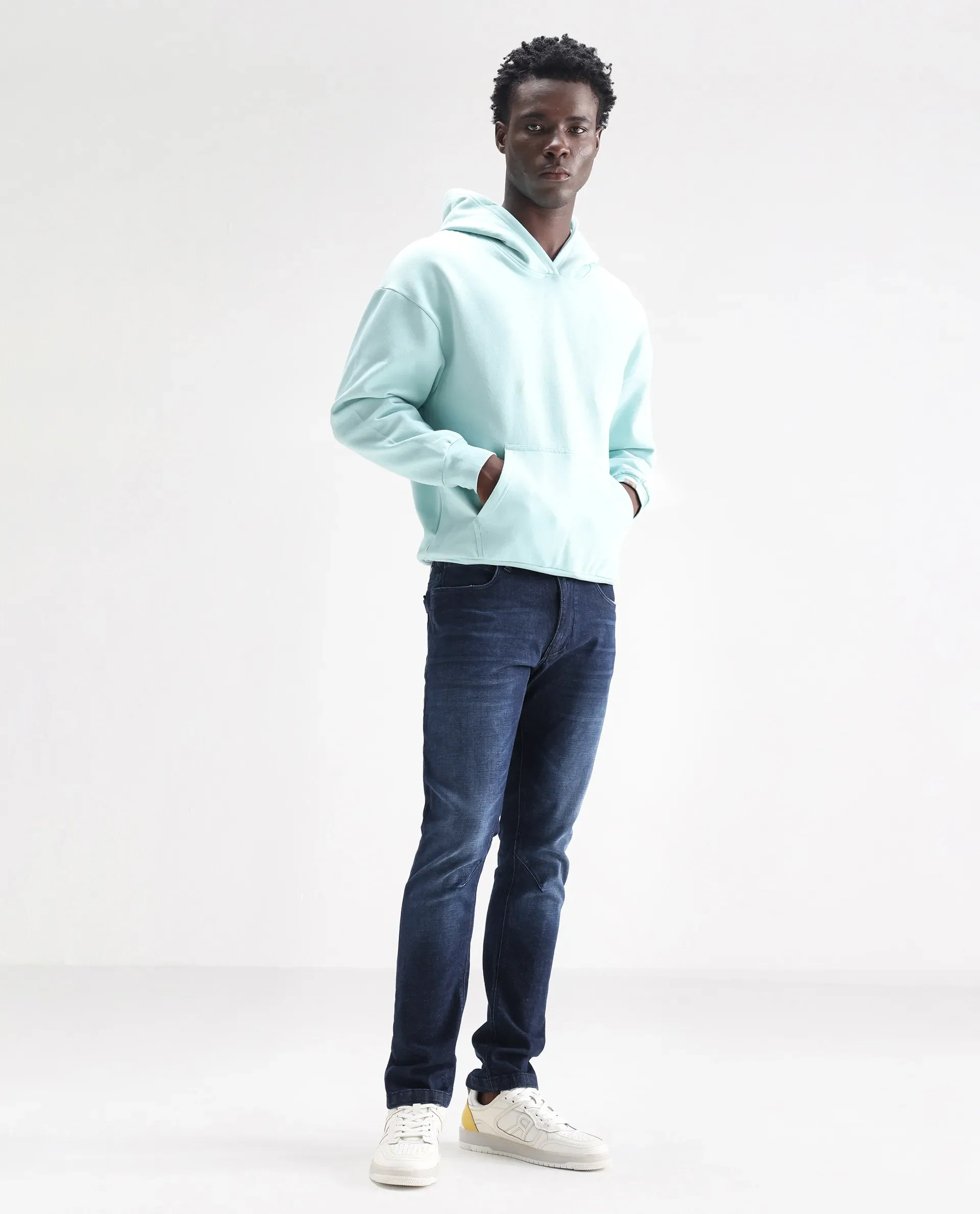 Rare Rabbit Men's Toke Dark Blue Cotton Plain Hawk Slim Fit Jeans - Image 6
