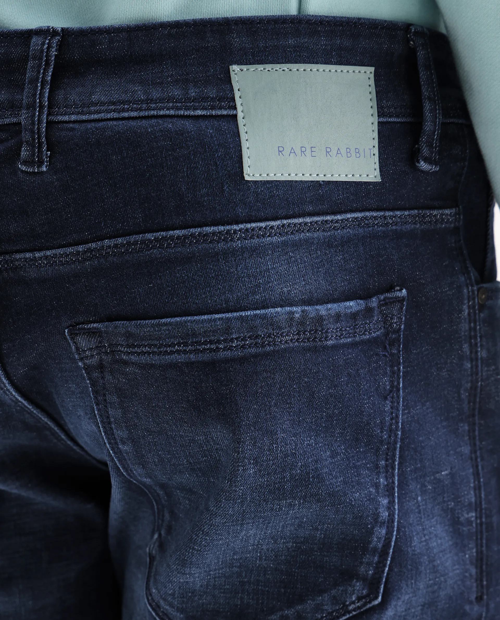 Rare Rabbit Men's Toke Dark Blue Cotton Plain Hawk Slim Fit Jeans - Image 8