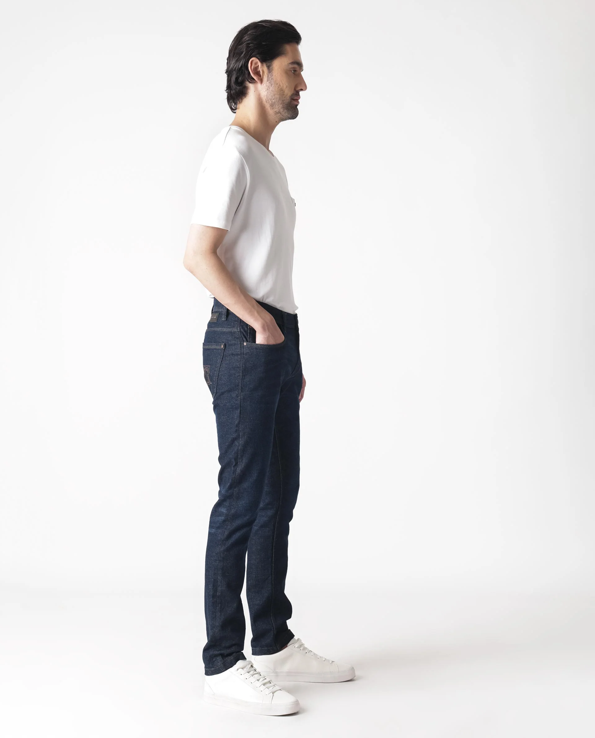 Rare Rabbit Men's Toledo Navy Cotton Plain Hawk Slim Fit Jeans - Image 5
