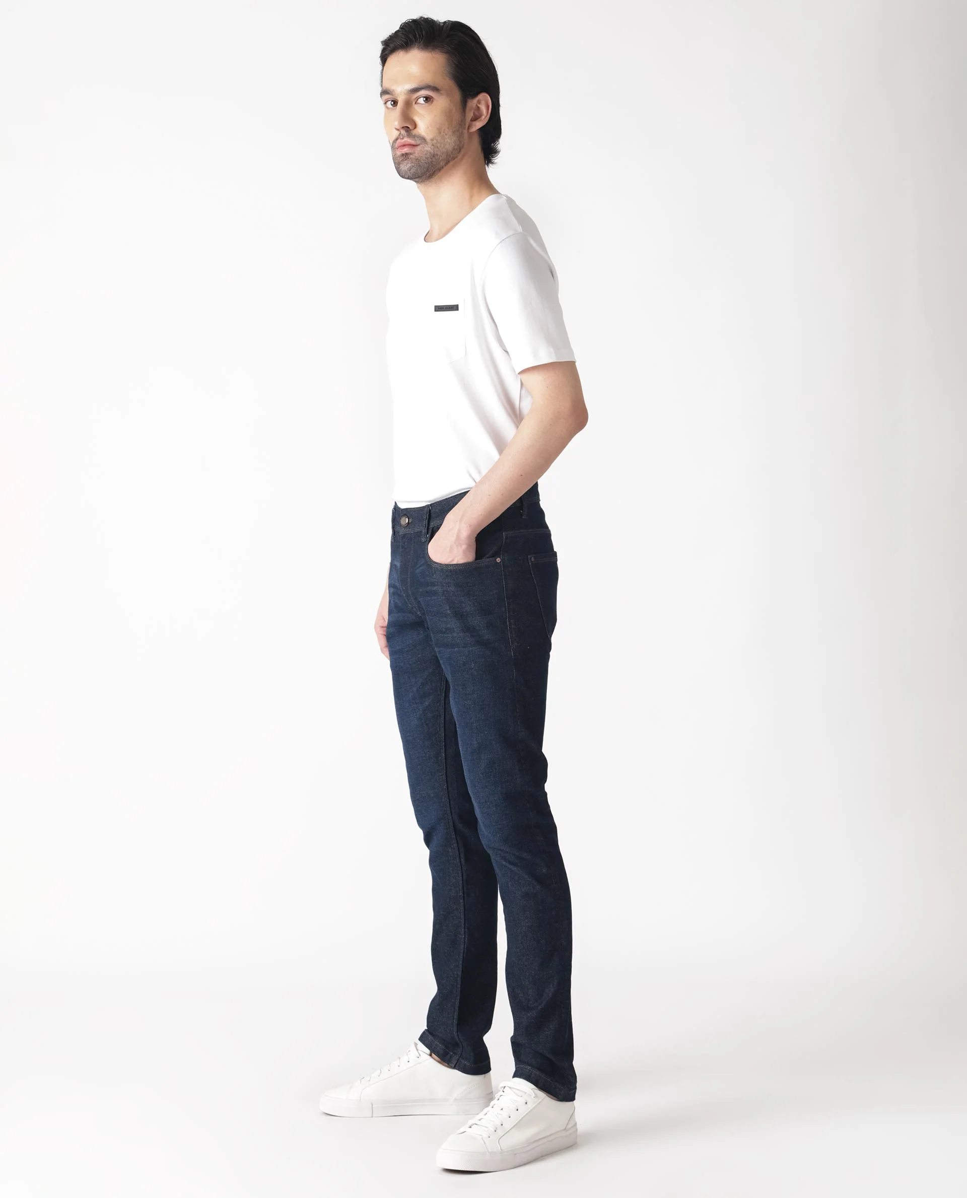 Rare Rabbit Men's Toledo Navy Cotton Plain Hawk Slim Fit Jeans - Image 6