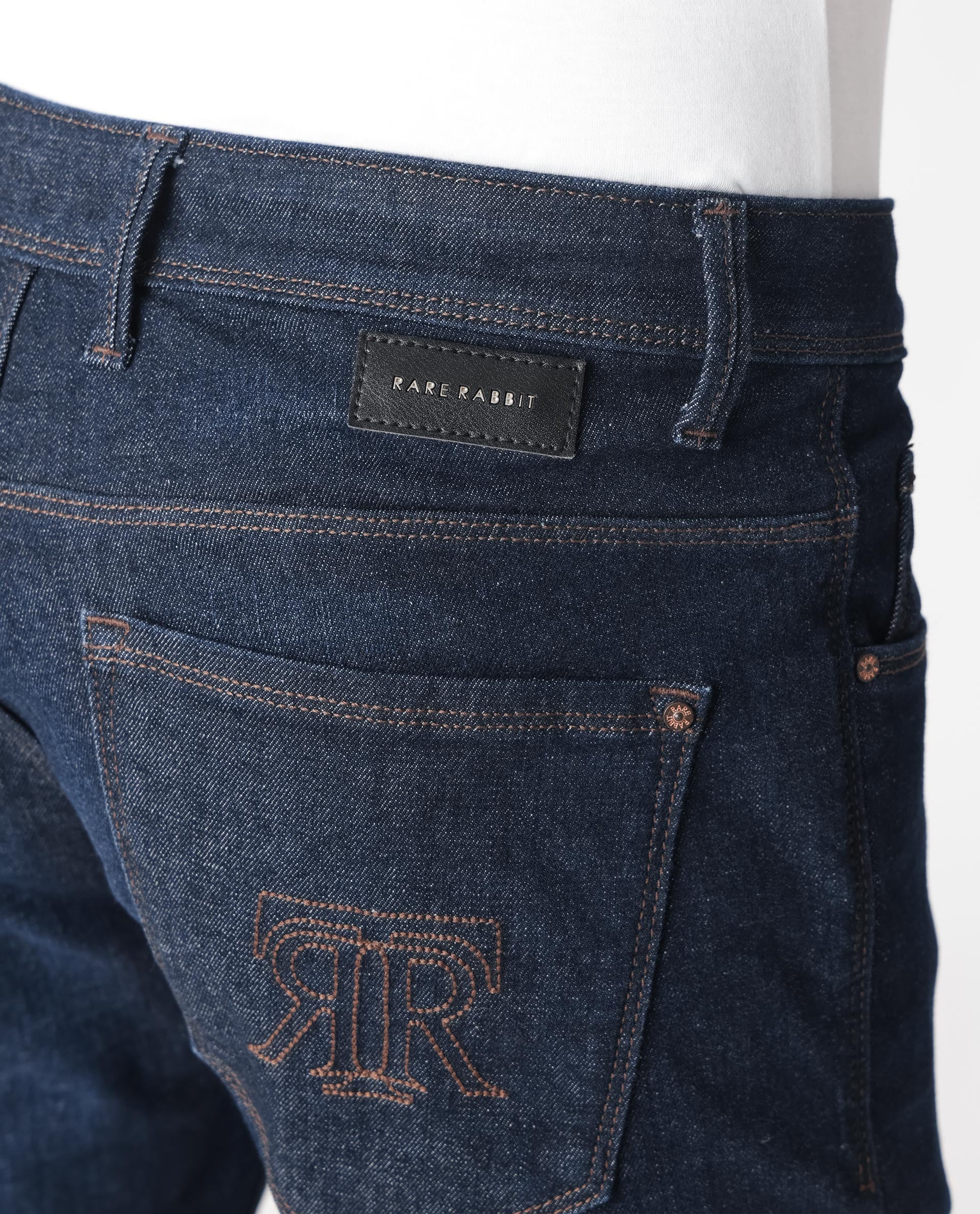 Rare Rabbit Men's Toledo Navy Cotton Plain Hawk Slim Fit Jeans - Image 9