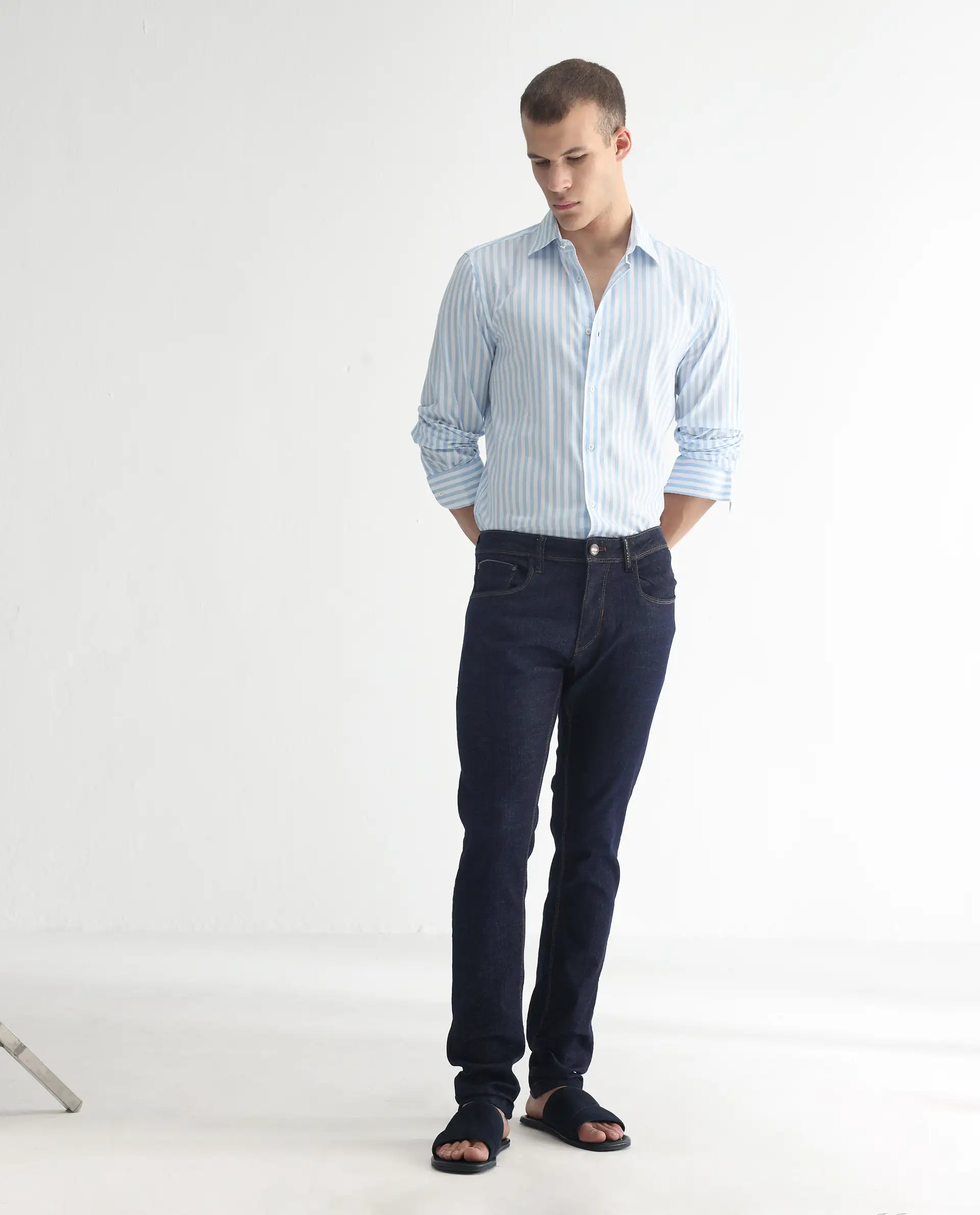 Rare Rabbit Men's Toledo Navy Cotton Plain Hawk Slim Fit Jeans - Image 4