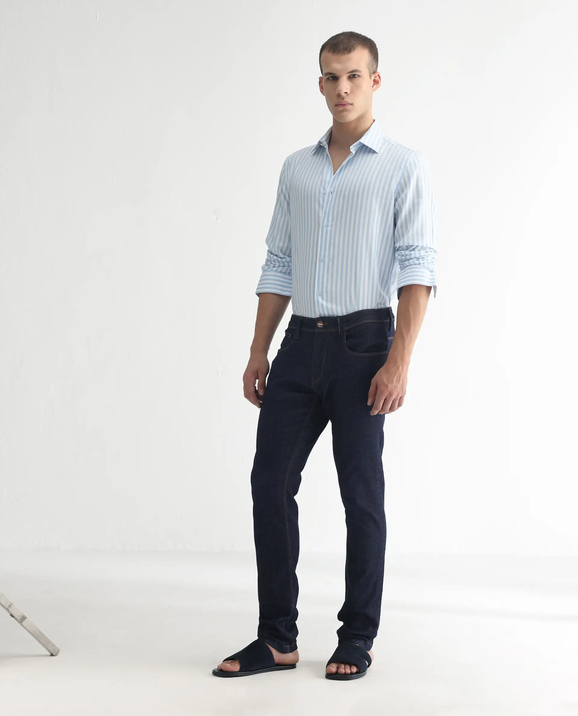 Rare Rabbit Men's Toledo Navy Cotton Plain Hawk Slim Fit Jeans - Image 5